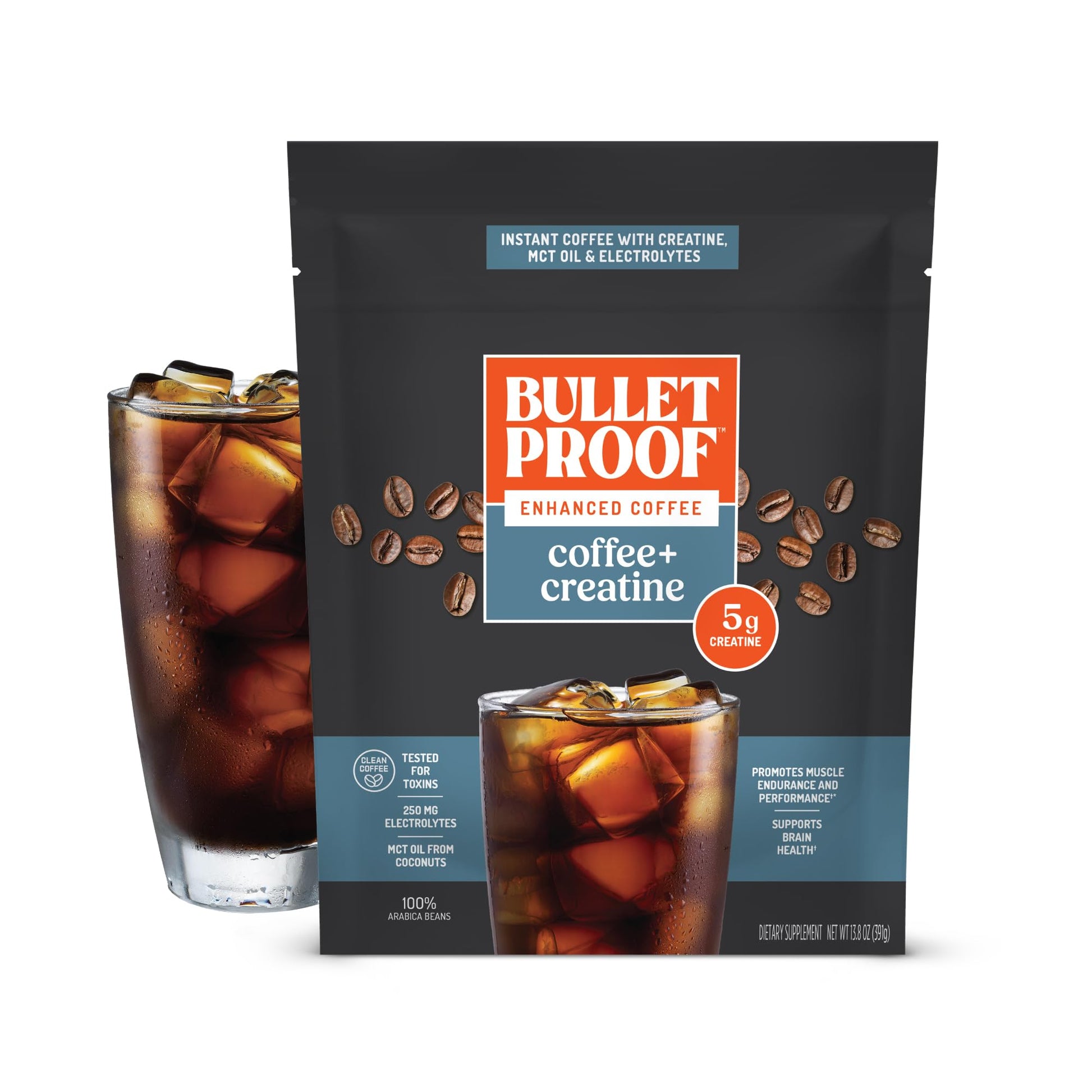 Bulletproof Coffee + Creatine Instant Coffee, 5g Micronized Creatine Monohydrate with Electrolytes & MCT Oil, Clean Toxin-Tested Beans, Energy & Performance Support, 38 Servings Bulletproof uk supplements