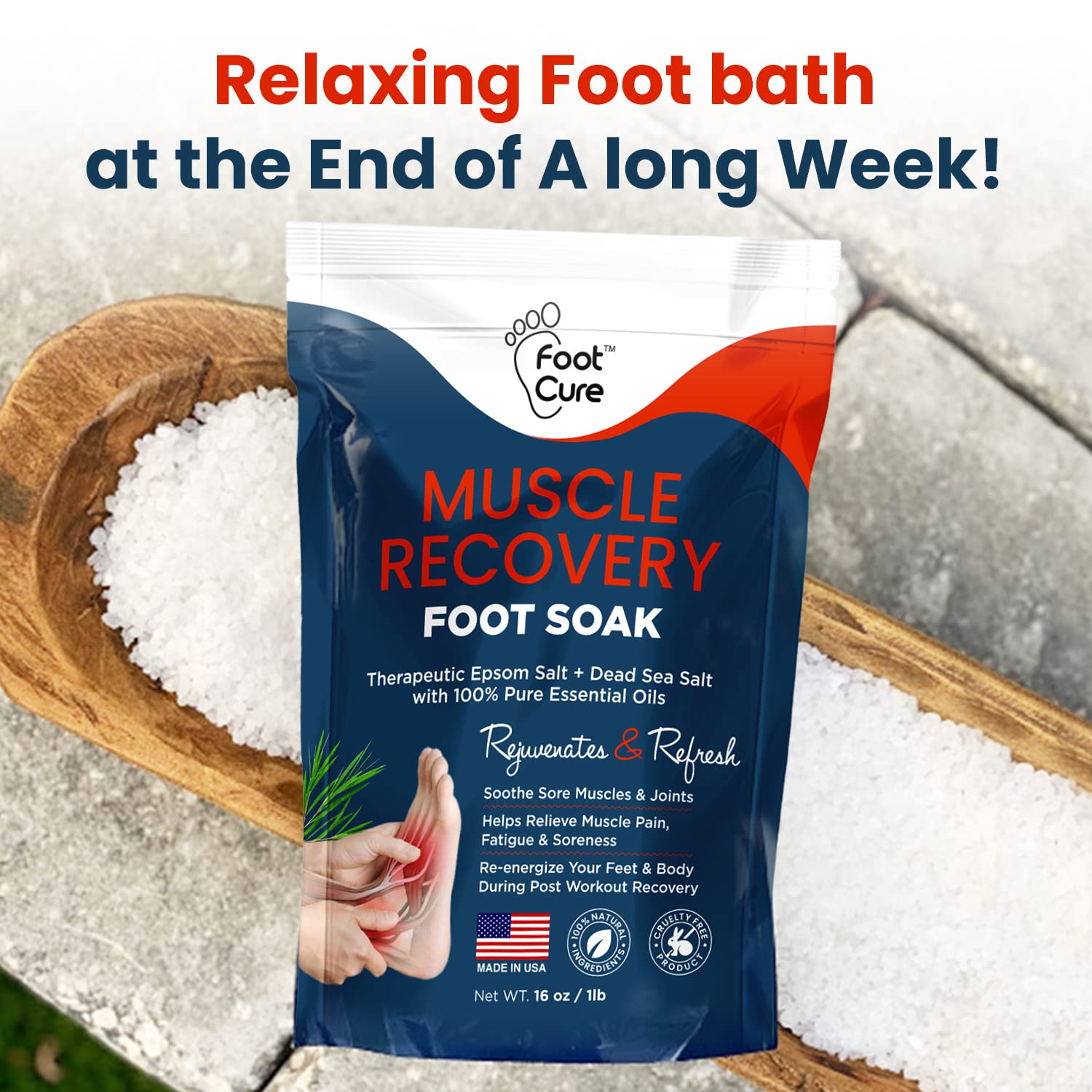 Muscle Relief Foot Soak with Epsom Salts - All Natural Salts for Post Workout Recovery FOOT CURE uk supplements