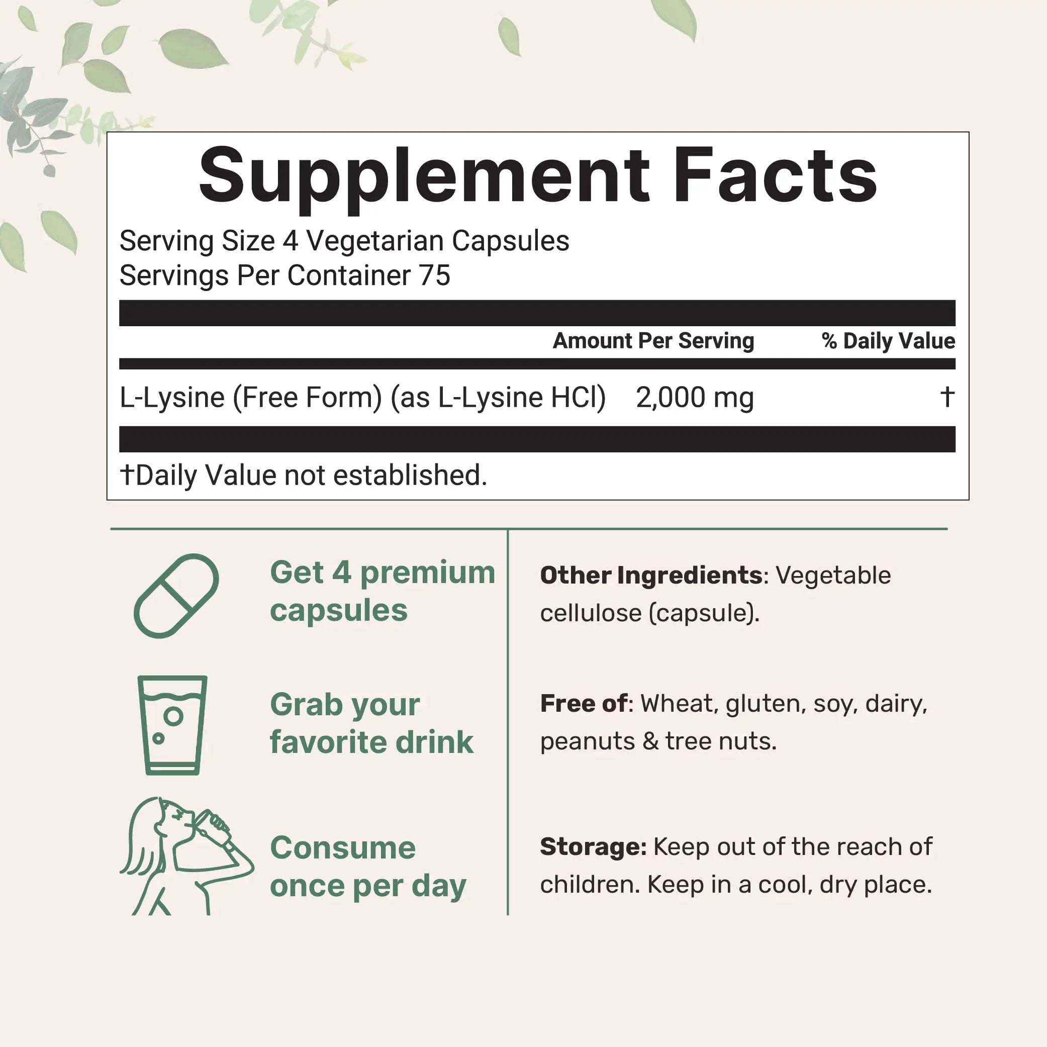 Pure L-Lysine 2,000mg, 300 Veggie Capsules | Maximum Potency, Easily Absorbed, Free Form | Essential Amino Acid for Collagen, Lip, & Immune Support Micro Ingredients uk supplements
