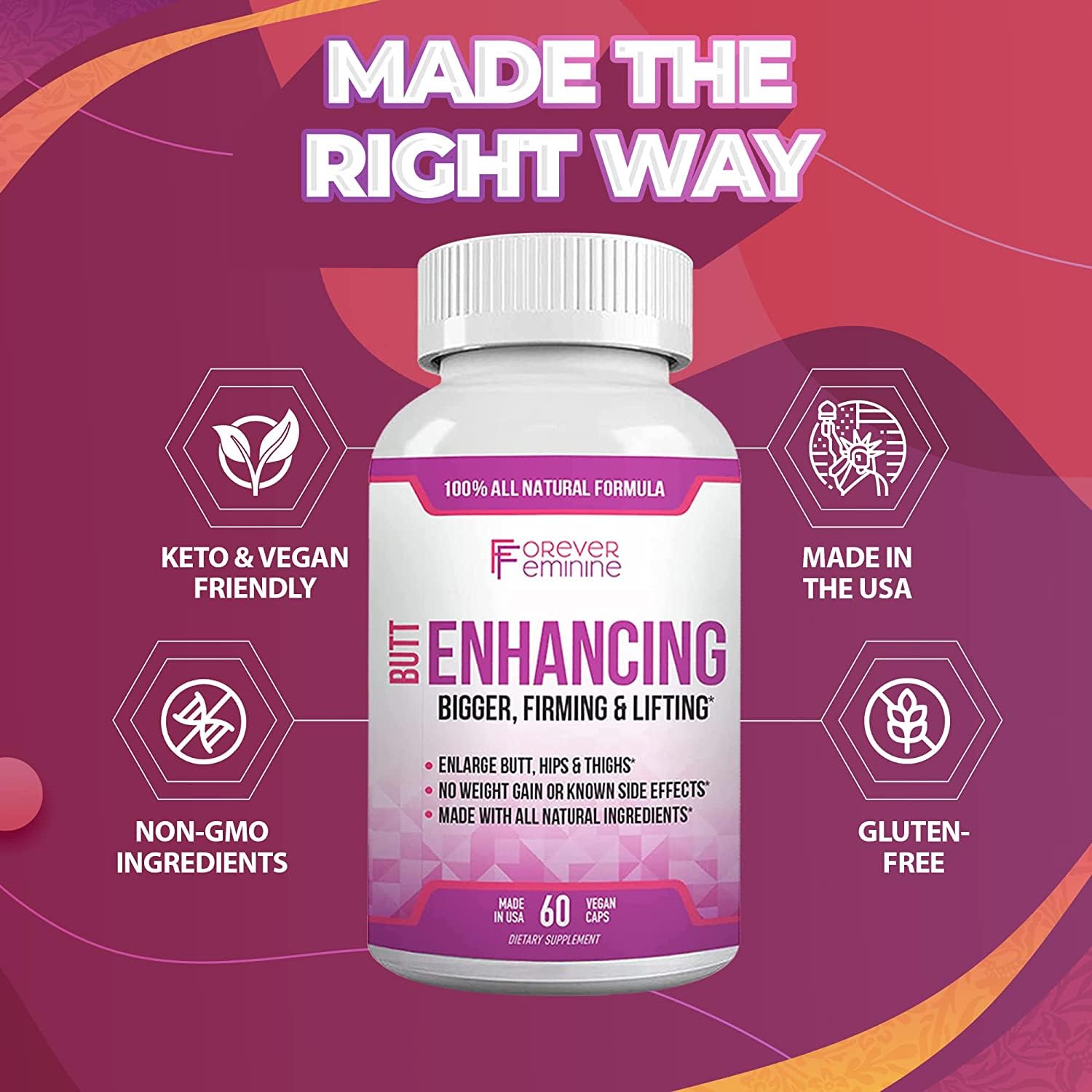 Forever Feminine Premium Butt Enhancement Pills - Booty Enlargement Pills - Shape Forever Feminine uk supplements