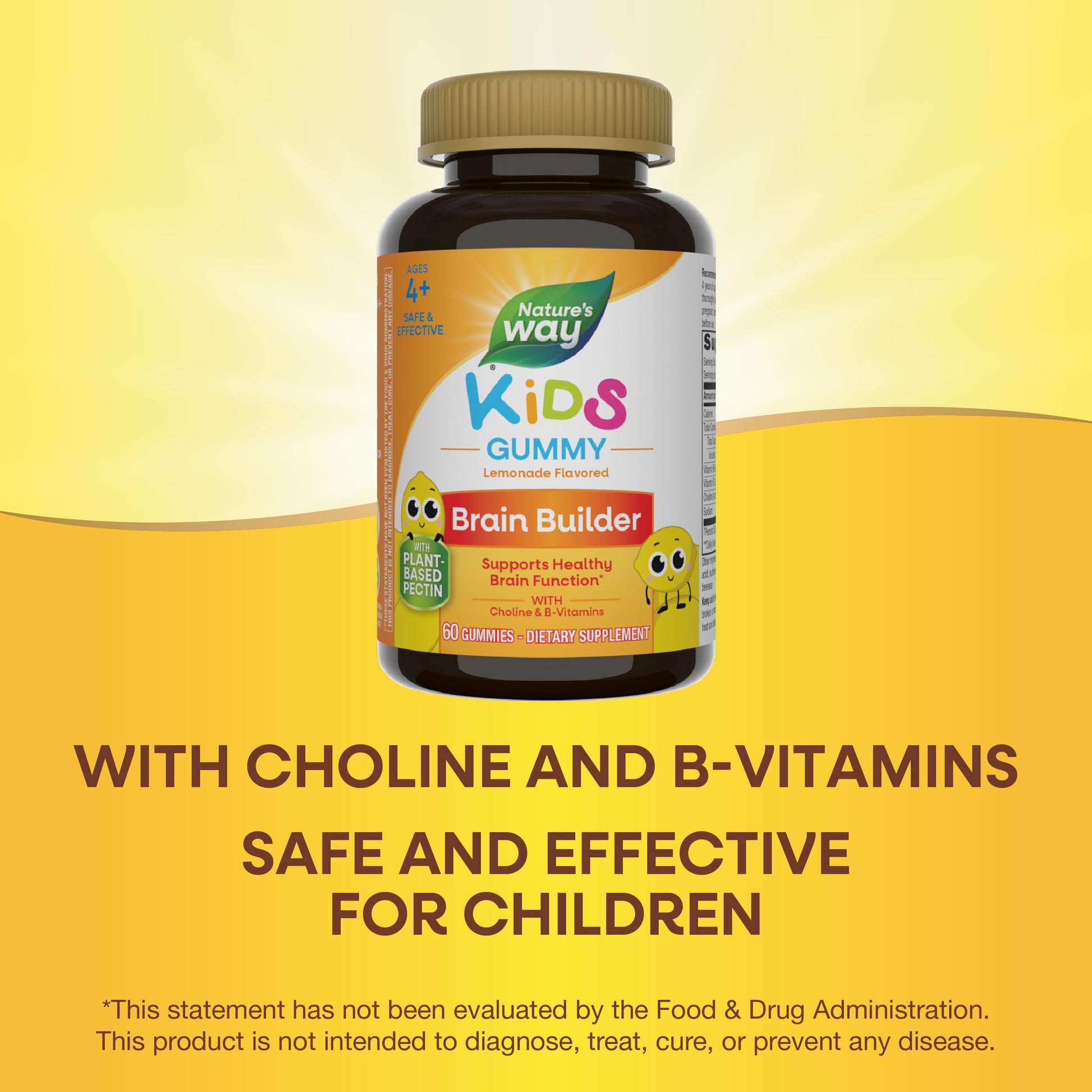 Nature's Way Kids Brain Supplement Gummies, Supports Healthy Brain Function*, Lemonade Flavored, 60 Gummies Nature's Way uk supplements