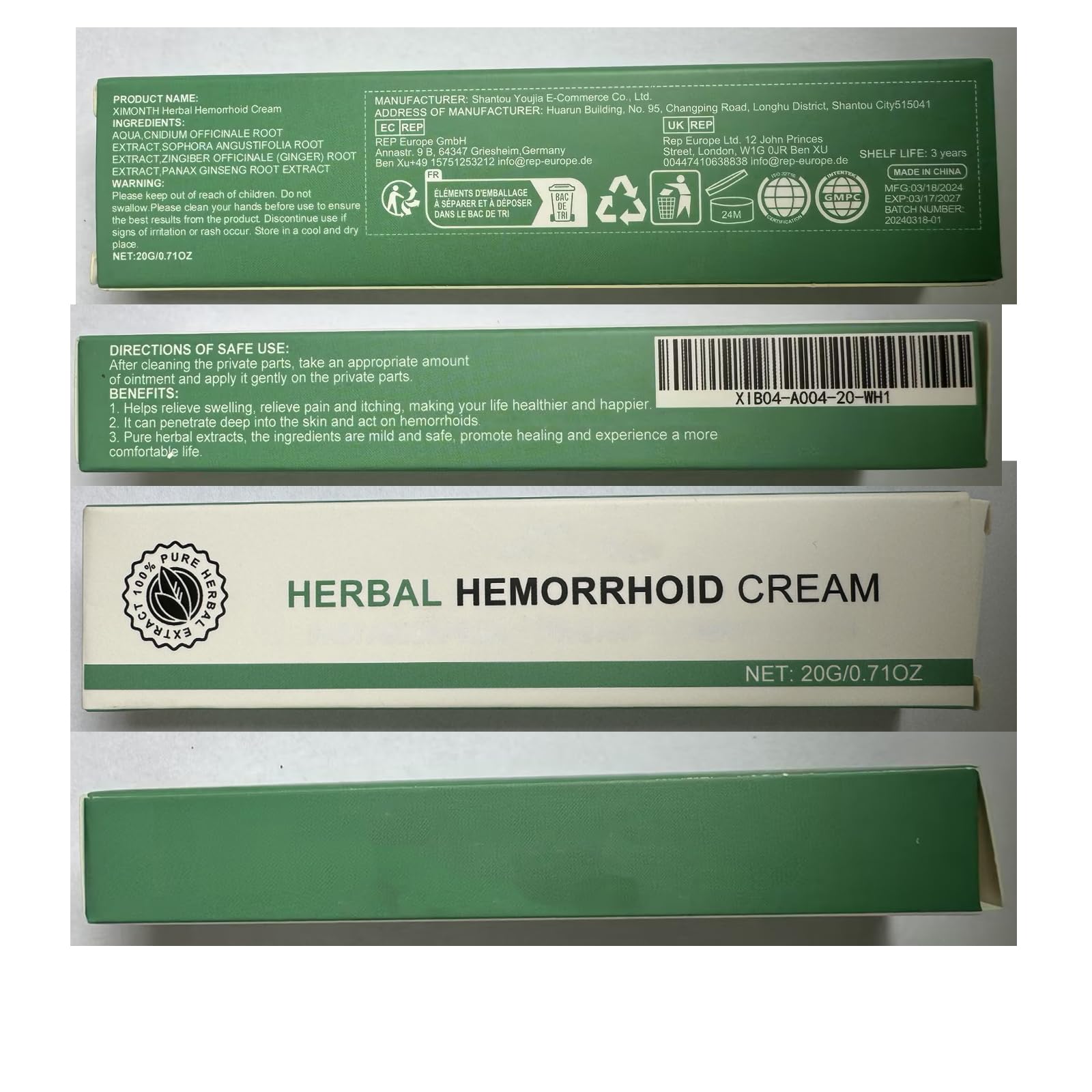 BITYEYE Herbal Hemorrhoids Cream,Hemorrhoid Cream,for Men and Women (1PCS) BITYEYE uk supplements