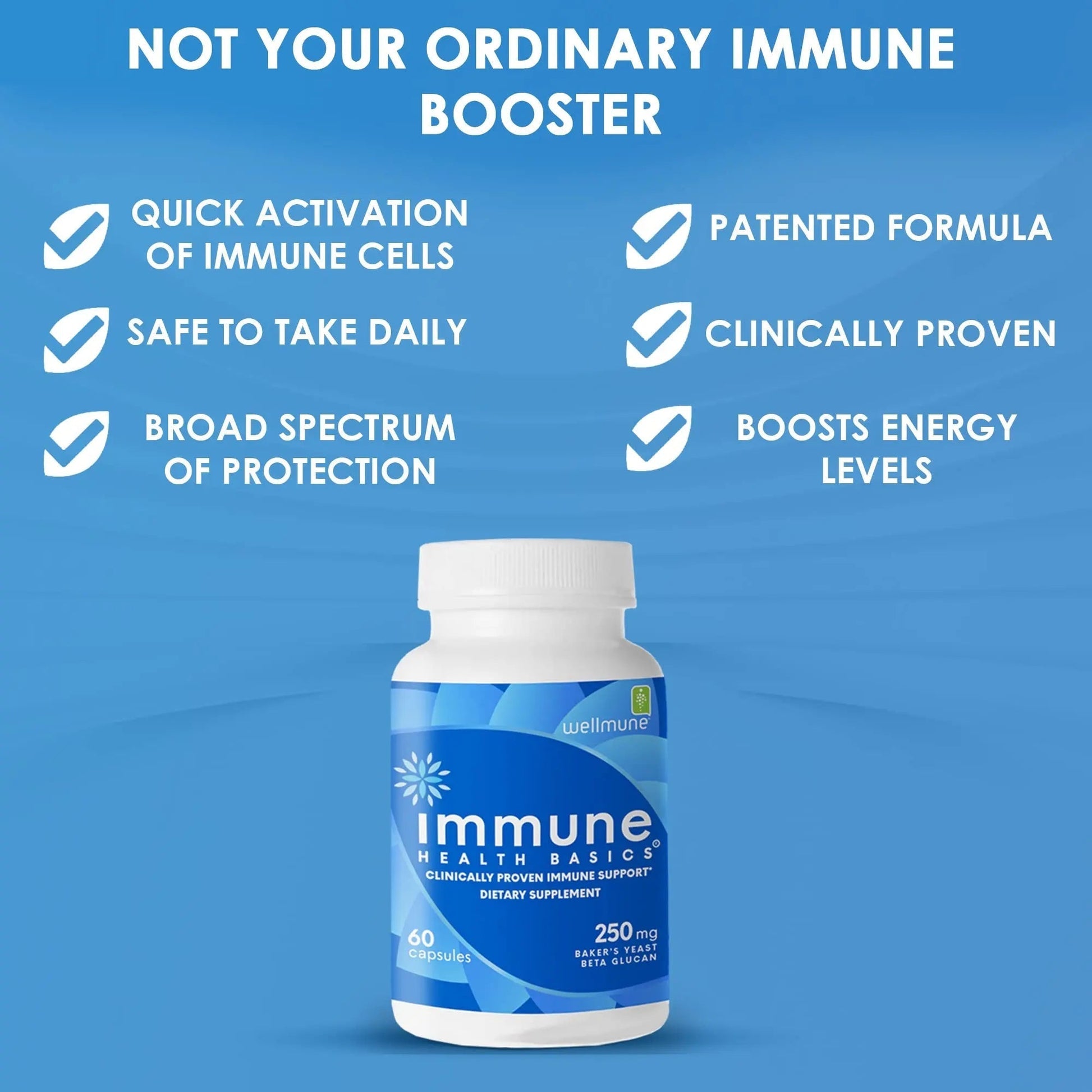 Immune Health Basics Ultra Strength Immunity - Clinically Proven Immune Support - Wellmune Highly Purified Beta Glucan - Gluten-Free, Non-allergenic Immune Health Basics uk supplements
