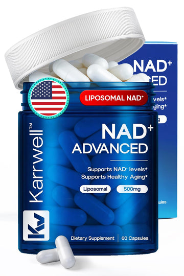 Karrwell NAD+ Advanced 500MG Liposomal NAD+ with Resveratrol - NAD Supplement for Men & Women - NMN Alternative for Cellular Energy & Healthy Aging - 60 Capsules, 30 Day Supply Karrwell uk supplements