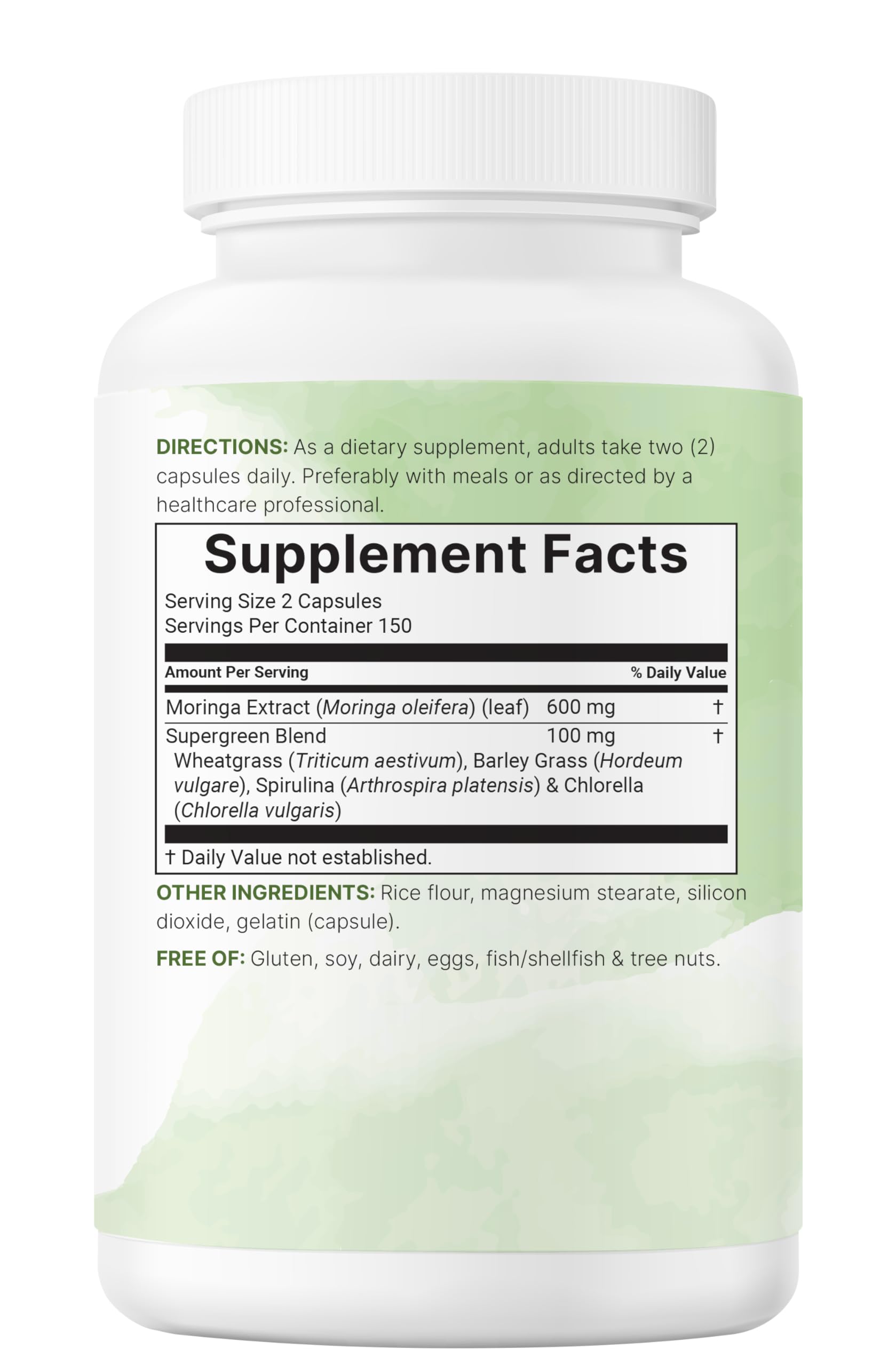 Micro Ingredients Moringa Oleifera | 300 Capsules with Supergreens Blend of Wheatgrass, Barley Grass, Spirulina, & Chlorella | Antioxidant Supplement, Energy, & Immune Support | Non-GMO Micro Ingredients uk supplements