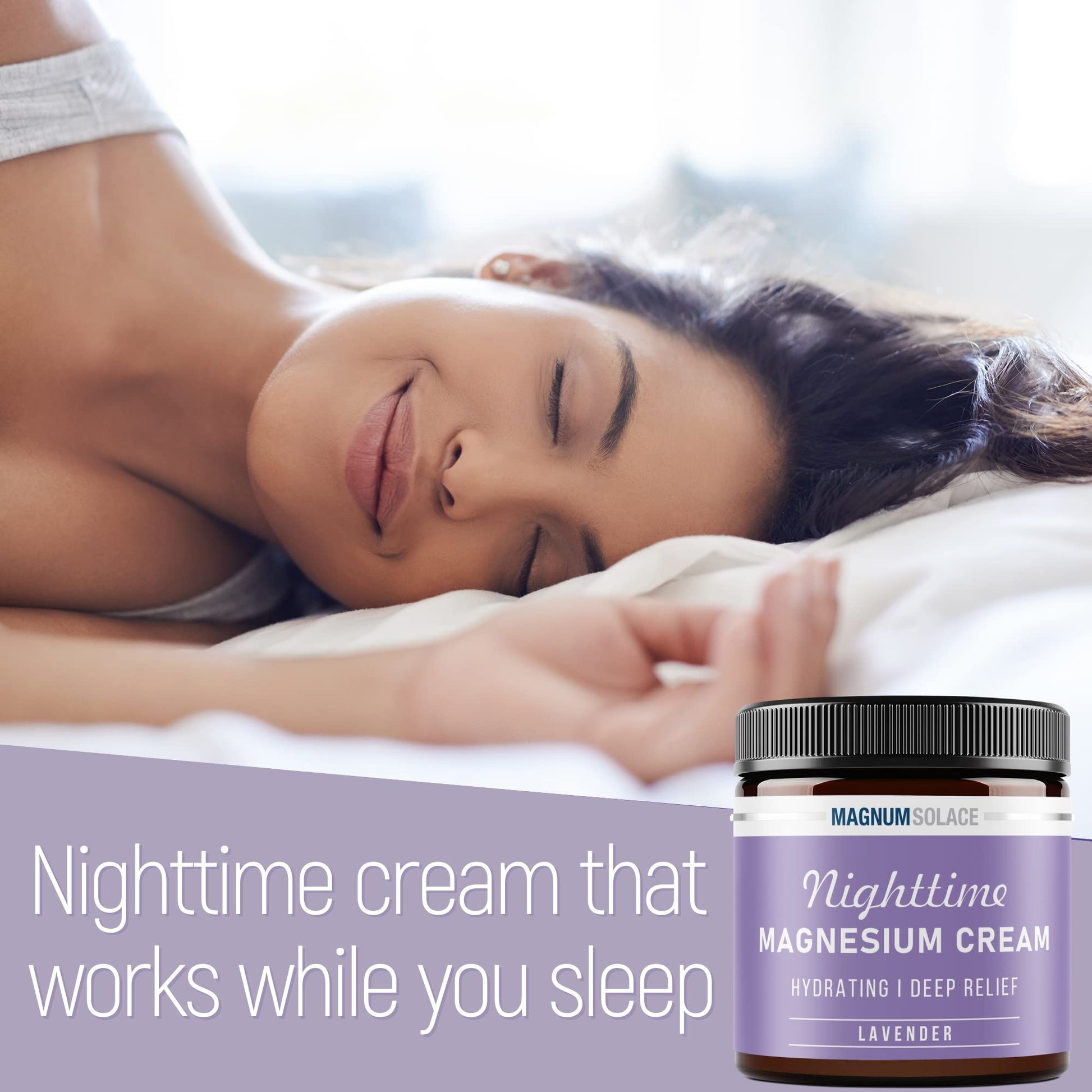 Magnum Solace Magnesium Lotion – Nighttime Magnesium Cream – Apply to Legs, Arms or Chest - Topical Magnesium Chloride – USA Made and Safe for Kids (Lavender) Magnum Solace uk supplements
