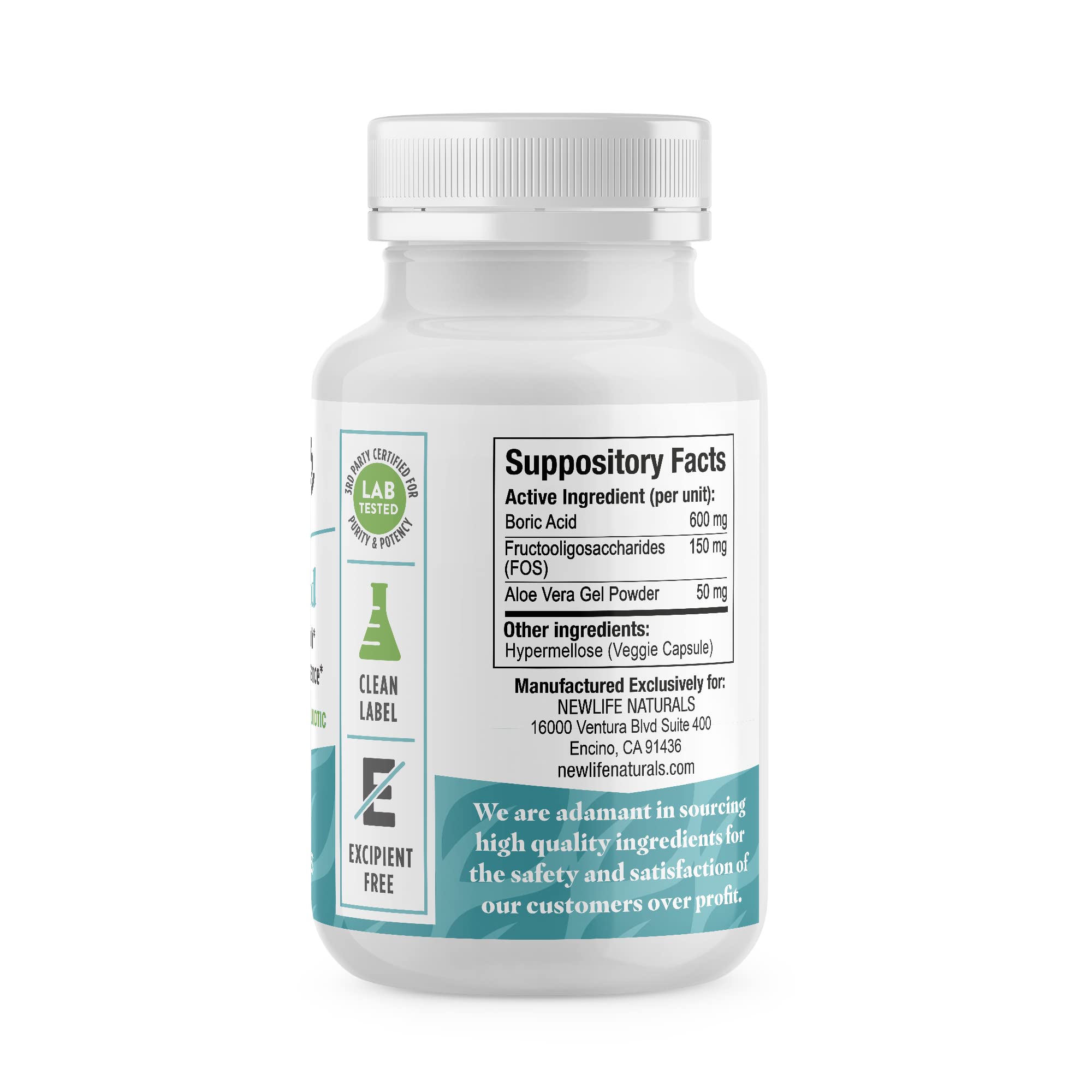 NewLife Naturals Boric Acid Vaginal Suppositories with Aloe Vera & FOS Prebiotic | Women's pH Balance Pills NewLife Naturals uk supplements