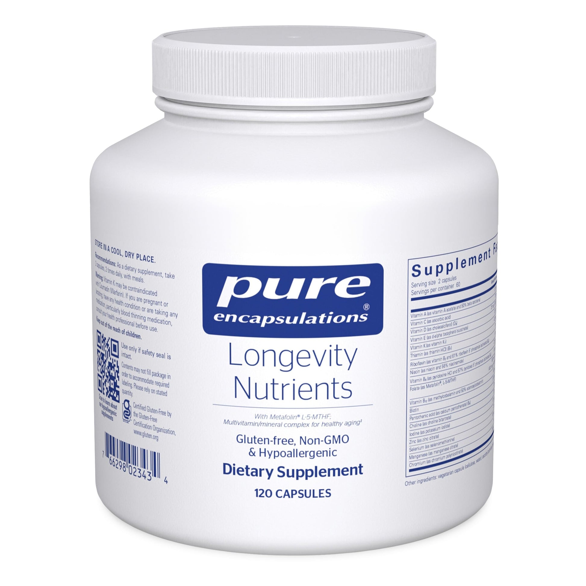 Pure Encapsulations Longevity Nutrients | Multivitamin/Mineral Complex to Support Healthy Aging, Brain Function, Eyes, Bones, and Vascular Health* | 120 Capsules Pure Encapsulations uk supplements