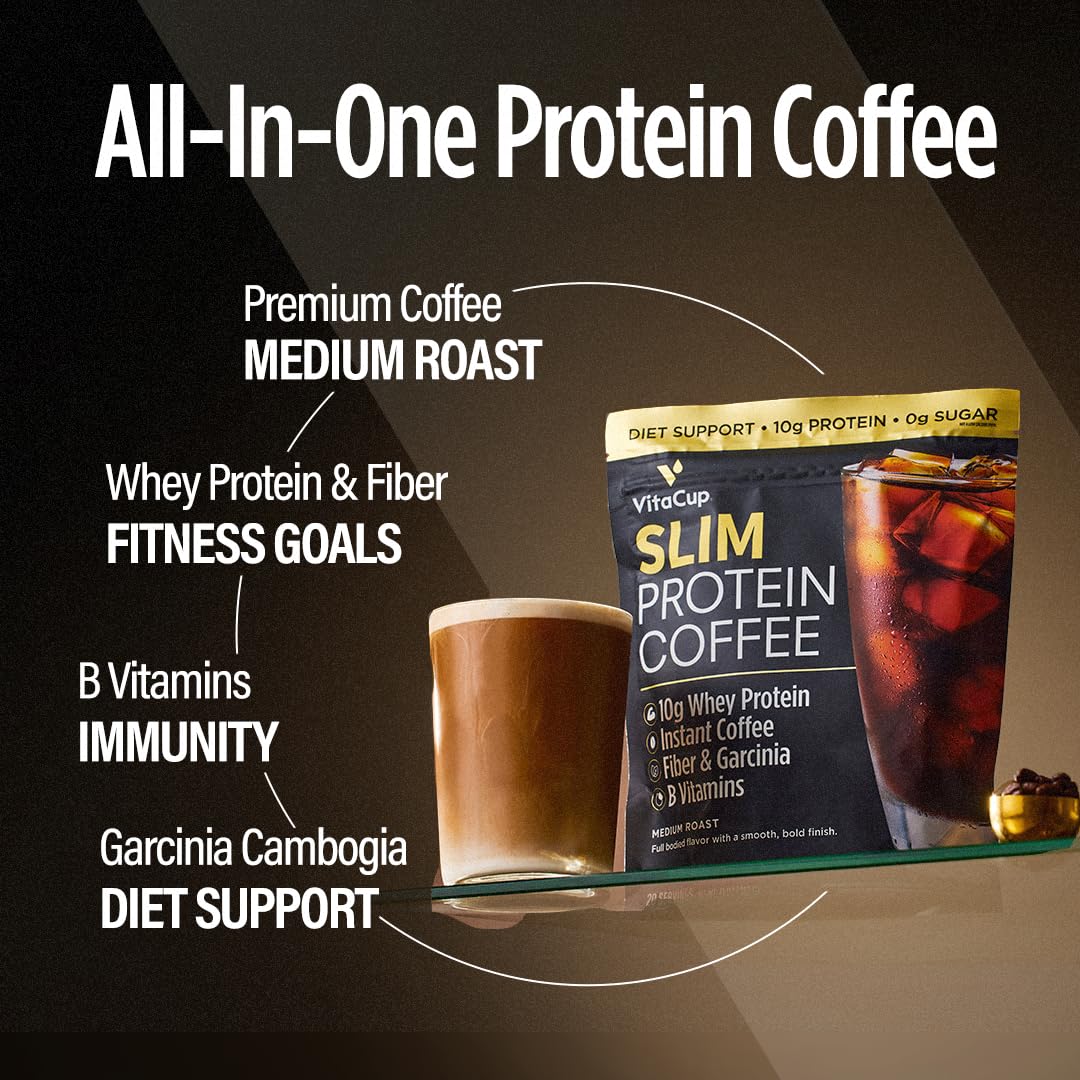 VitaCup Slim Protein Coffee for Diet Support, Instant Coffee w/Whey Protein Powder VitaCup uk supplements