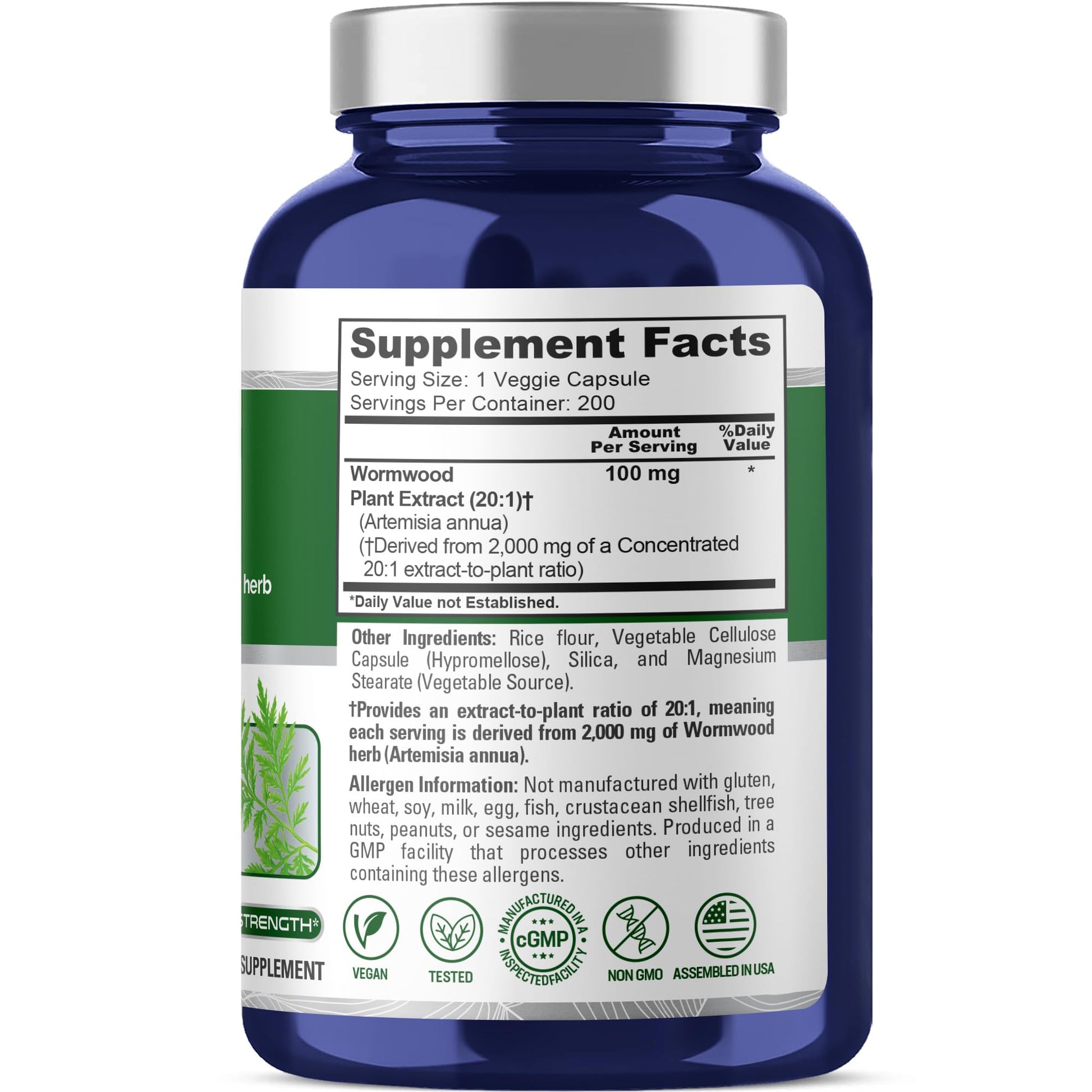 NusaPure Wormwood Capsules 2000mg | Artemisia Annua Herb | 200 Count | Non-GMO & Vegan Supplement NusaPure uk supplements