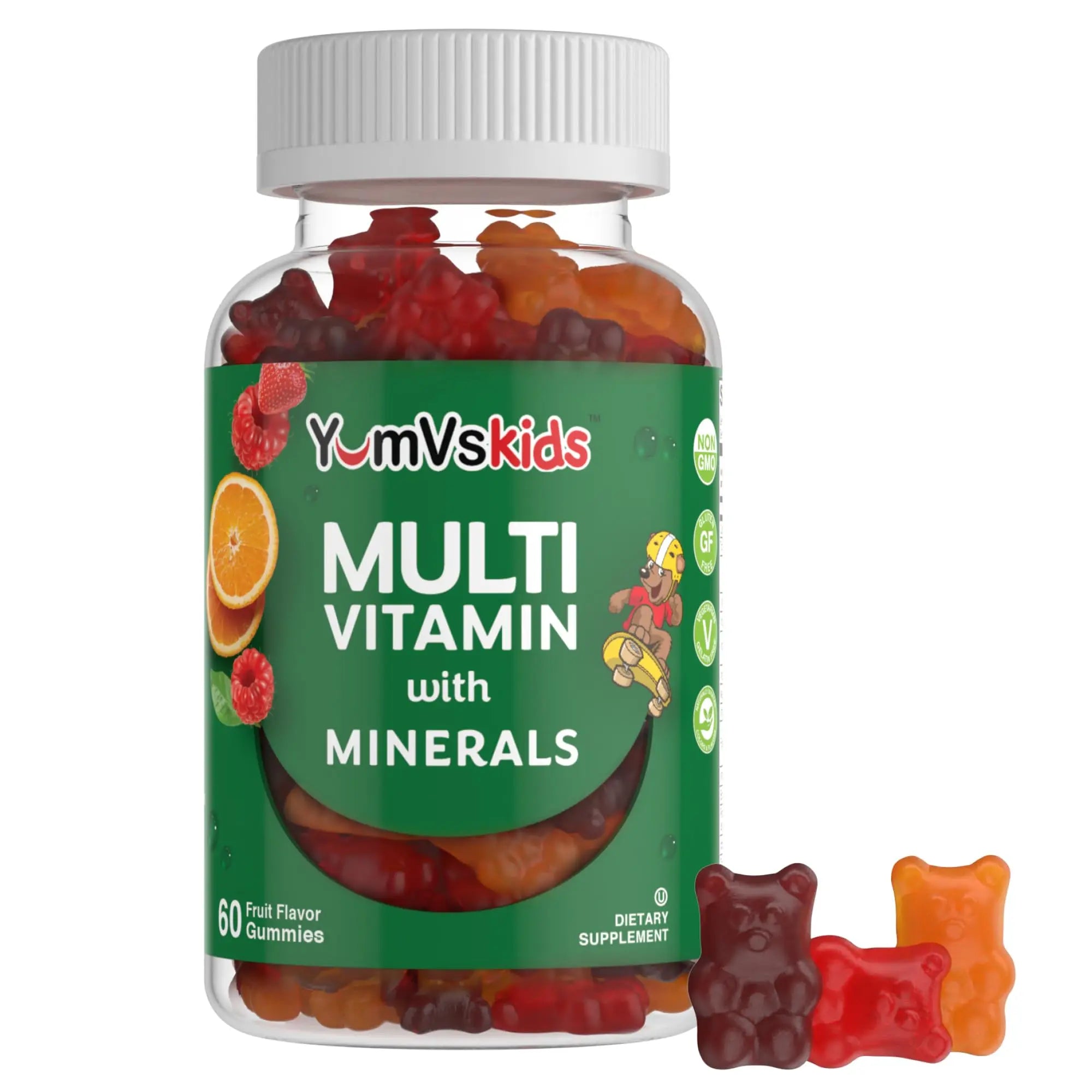 YumVs Kids Multivitamin Gummies - Fruit Flavored Chewable Children's Multivitamin - Kids Vitamins Multivitamin Gummy with 12 Minerals & Vitamins A C D3 E B6 B12 YUM-V'S uk supplements