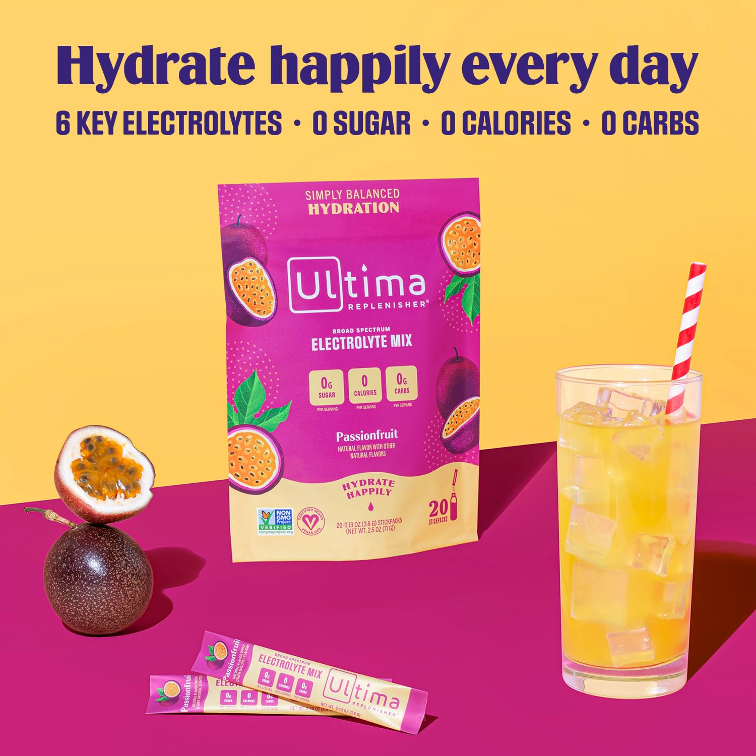 Ultima Replenisher Daily Electrolyte Drink Mix – Passionfruit, 20 Stickpacks – Hydration Ultima Replenisher uk supplements