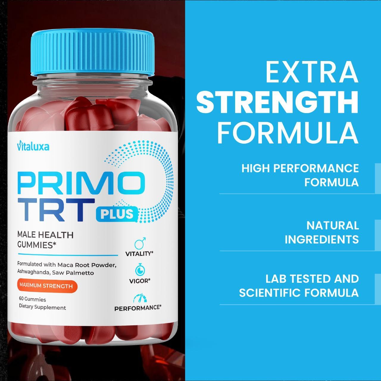 (2 Pack) Primo TRT Gummies, Primo TRT Advanced Performance Blend Supplement, PrimoTRT Try Prime Gomitas Maximum Strength for Males Support for Overall Health Wellness All Natural Ingredients (120 Ct) Vitaluxa uk supplements