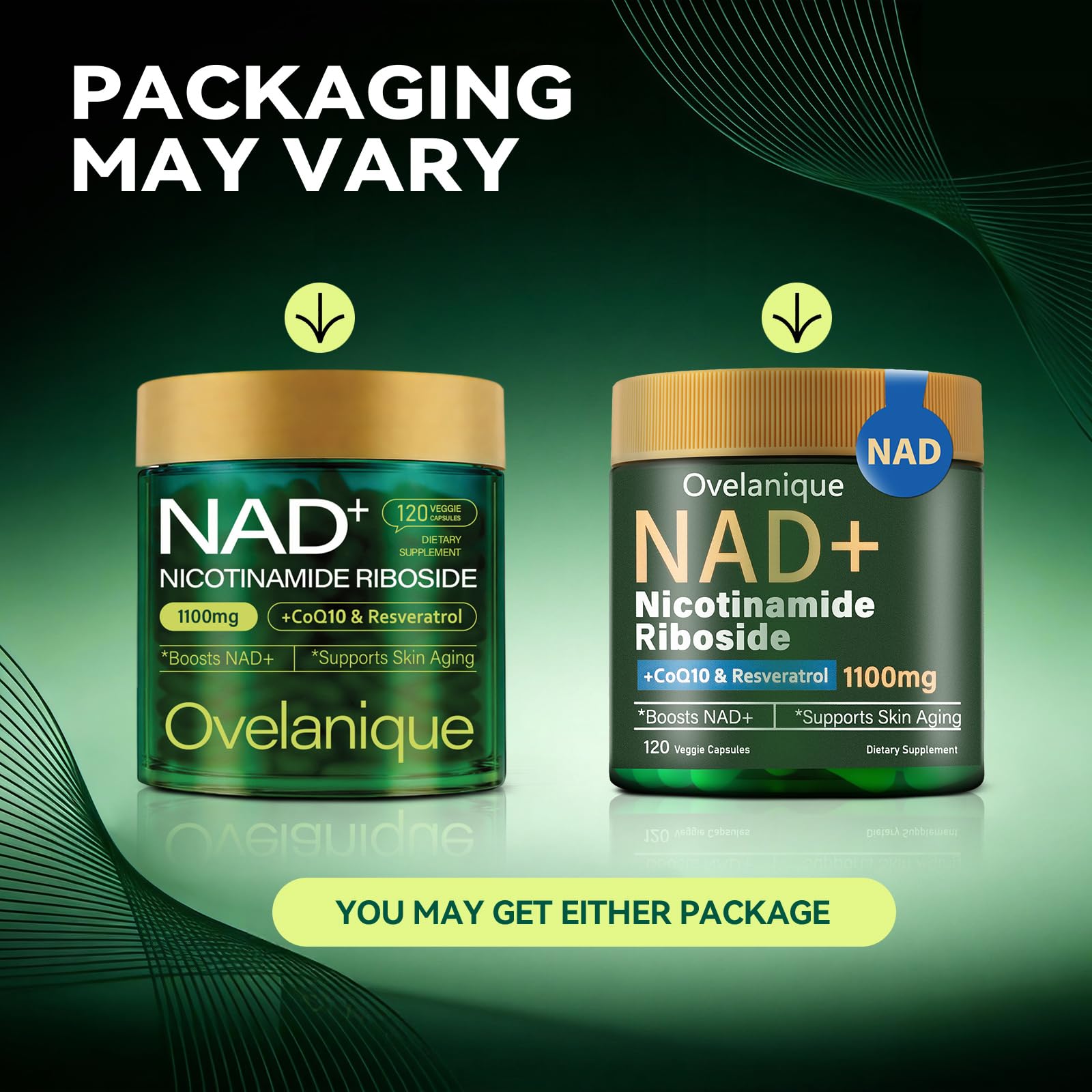 Ovelanique NAD Supplement with Nicotinamide Riboside & Resveratrol |NMNH Supplement Alternative| NAD+ Complex with Quercetin Phytosome & CoQ10 | Liposomal Delivery,120 Capsules(Packaging May Vary) Ovelanique uk supplements