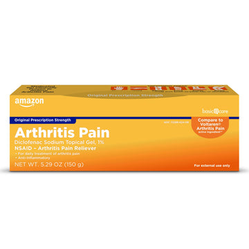 Amazon Basic Care Diclofenac Sodium Topical Gel, 1% (NSAID), Arthritis Pain Reliever for Hand, Wrist, Elbow, Foot, Ankle and Knee Pain Relief, 5.29 oz (150 grams) (Packaging may vary) Amazon Basic Care uk supplements