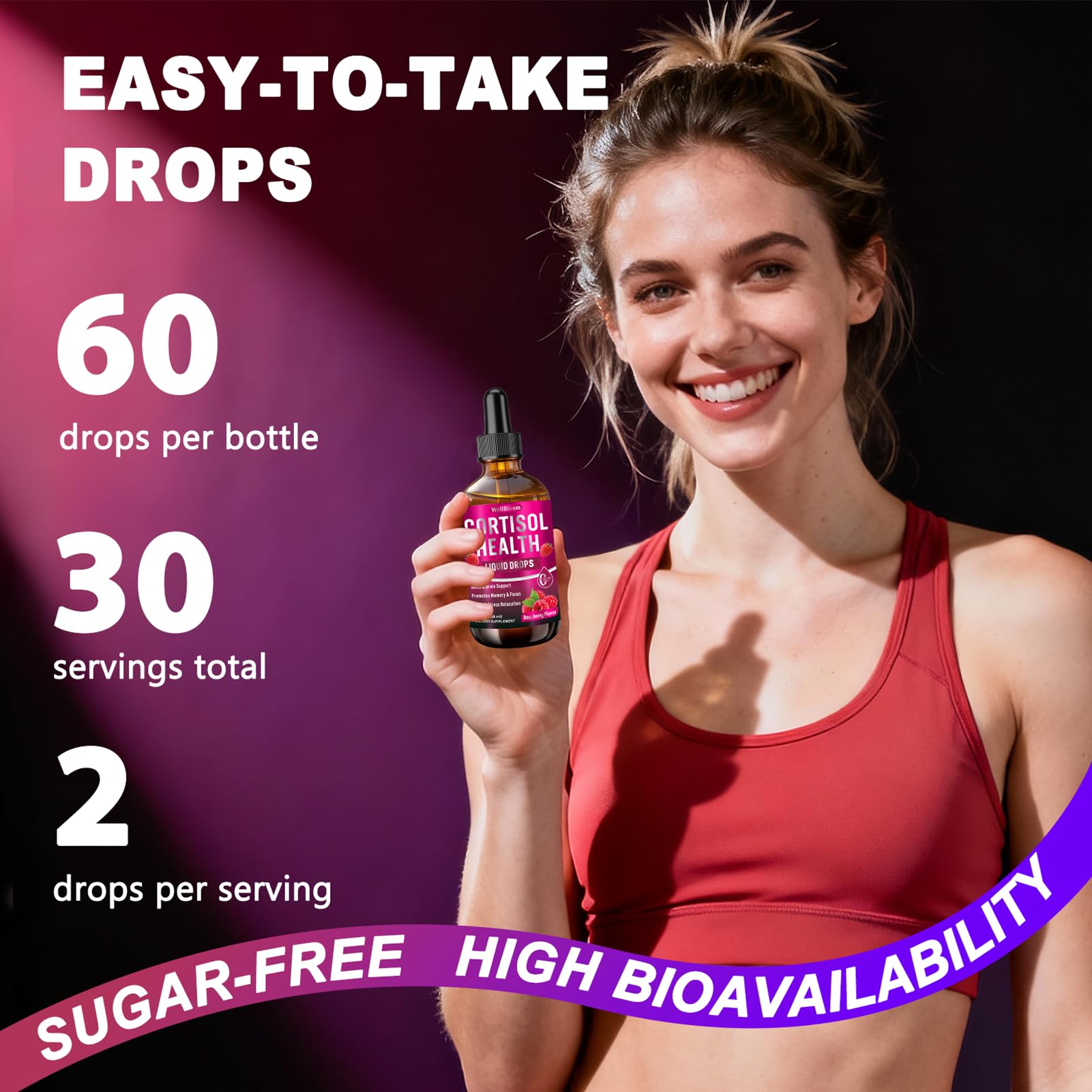 WellBloom Cortisol Reducer for Women & Men with Magnesium Glycinate, Ashwagandha, L-Theanine - Supports Stress Relief, Sleep & Heart Health, Nerves, Muscles - 2 Fl Oz WellBloom uk supplements