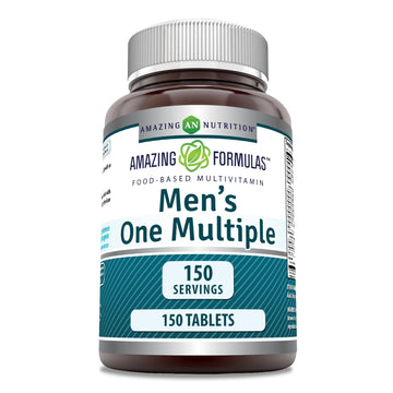 Amazing Formulas Men's One Multivitamin Supplement | Food Based | 150 Tablets | Perfect Blend of Vitamins, Minerals & Probiotics | Non-GMO | Gluten-Free | Made in USA Amazing Nutrition uk supplements