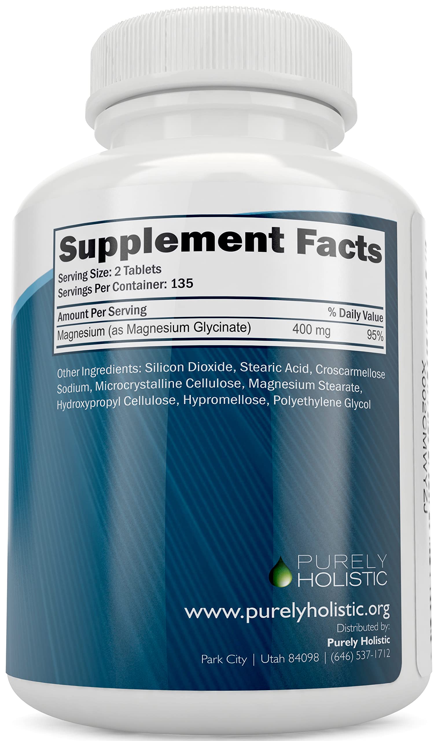 Magnesium Glycinate 400mg - 270 Magnesium Tablets (not Capsules) - 400 mg Elemental Magnesium - Highly Bioavailable - Vegan and Vegetarian - for Improved Sleep, Stress Relief & Cramp Defense Purely Holistic uk supplements