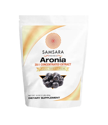 Samsara Herbs Aronia Berry 20:1 Extract Powder (16oz/454g) - Antioxidant, Flavonoids and Polyphenols Supplement - High ORAC - Native American Berry - Improved Wellbeing Samsara Herbs uk supplements