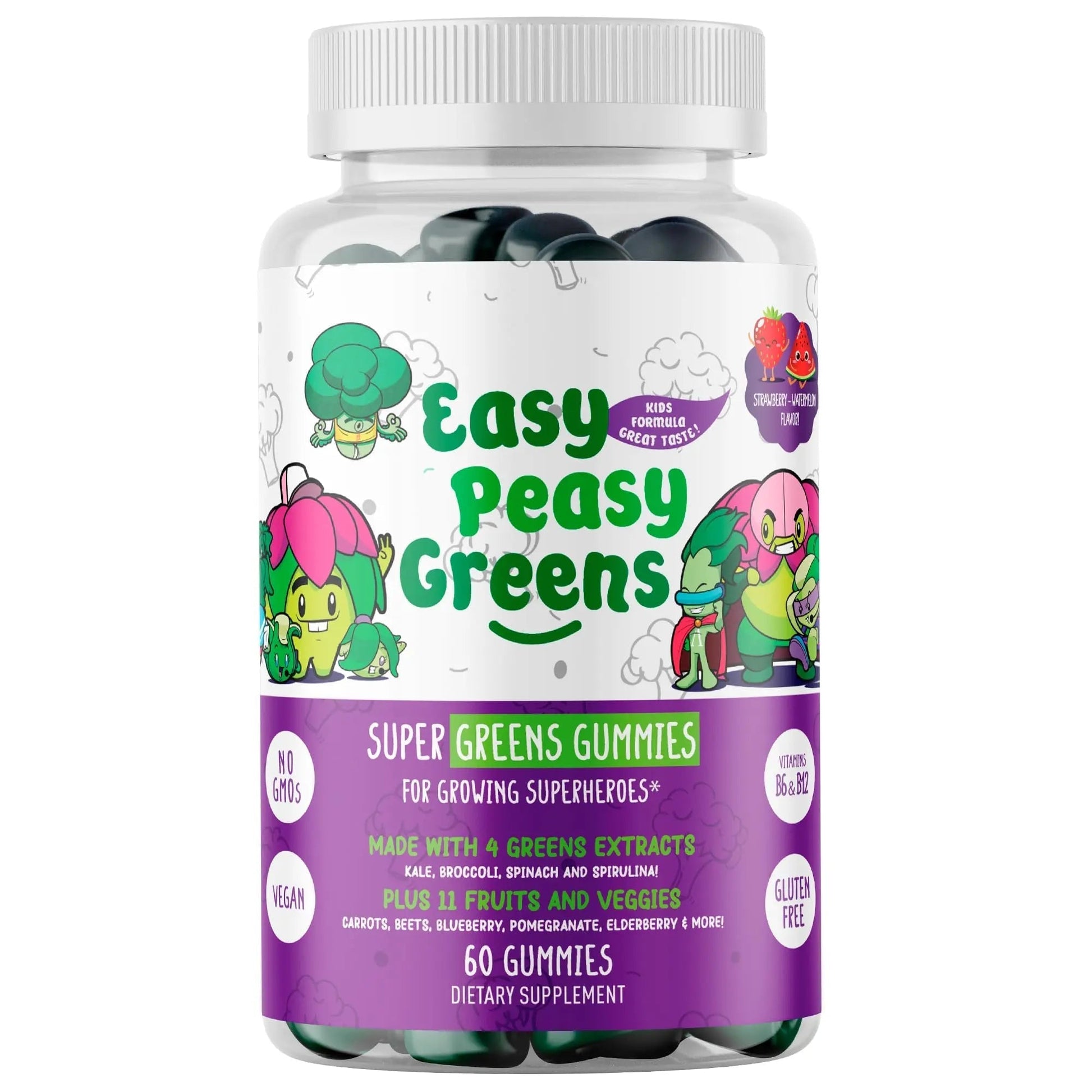 EasyPeasyGreens Daily Veggie Gummies for Kids - 60 Greens Gummies - Helps Picky Eaters Get Their Veggies in EASY PEASY GREENS uk supplements
