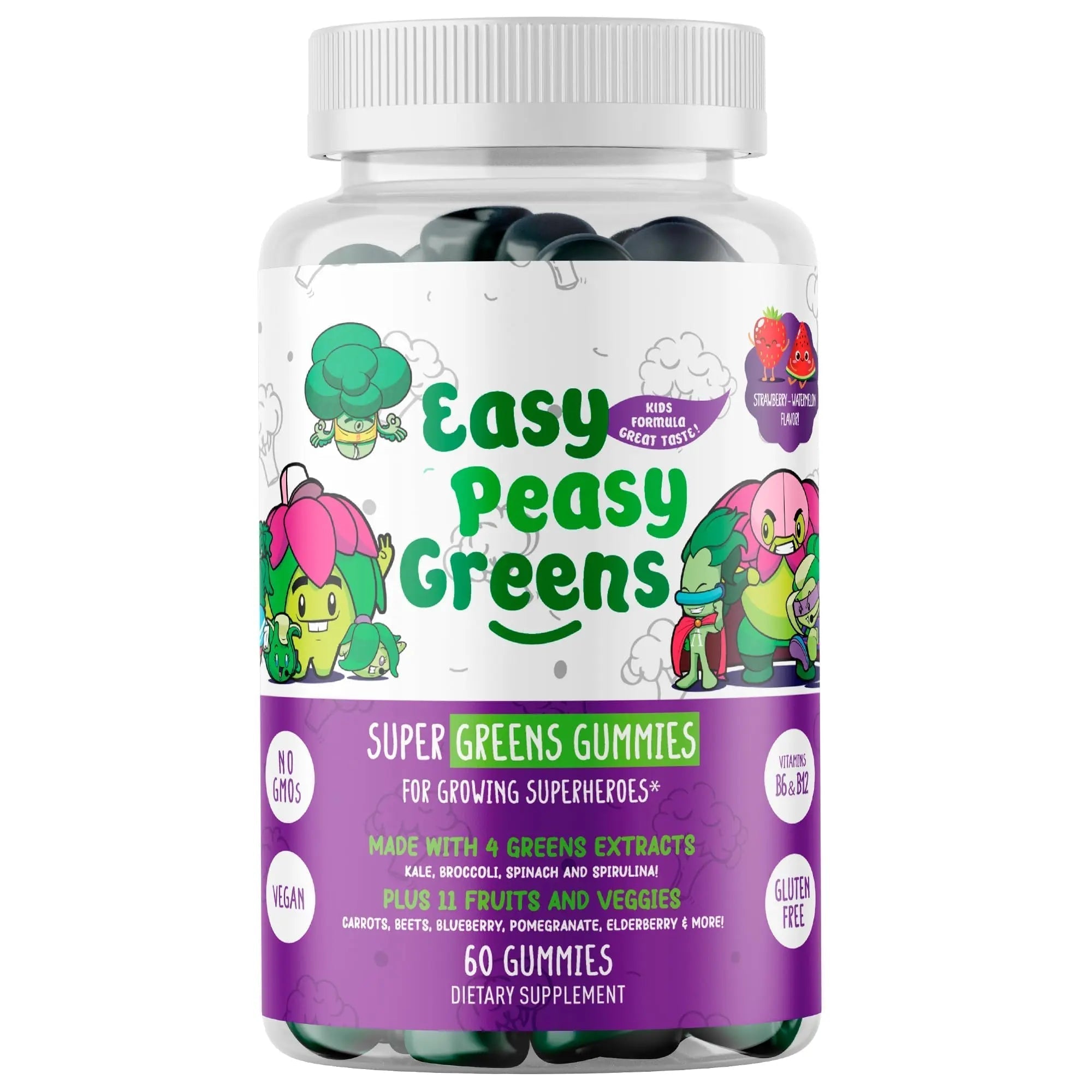 EasyPeasyGreens Daily Veggie Gummies for Kids - 60 Greens Gummies - Helps Picky Eaters Get Their Veggies in EASY PEASY GREENS uk supplements