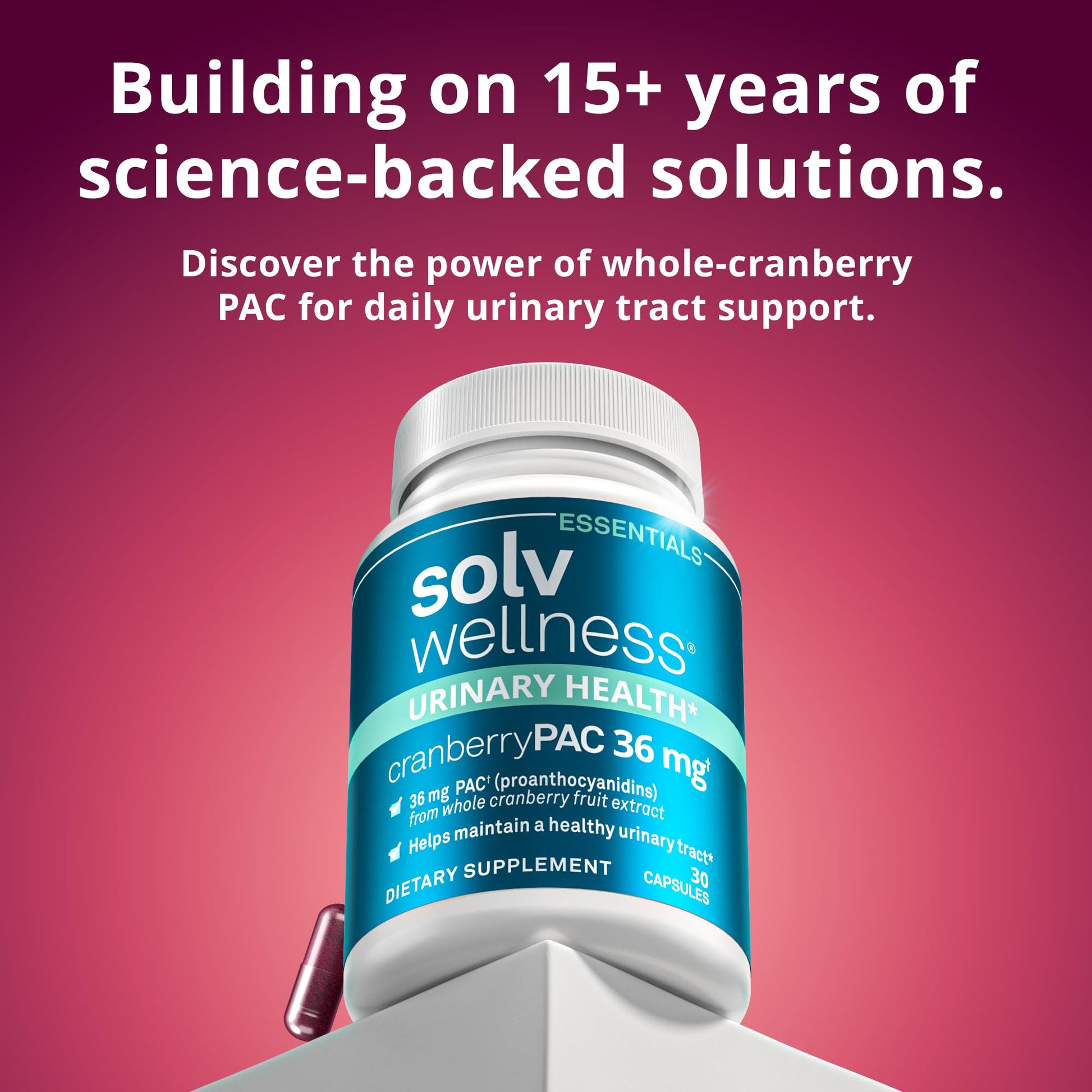 Solv Wellness Urinary Health 36 mg Cranberry PAC – Whole Cranberry Fruit Extract, Daily Urinary Tract Health Support, 30 Capsules Solv Wellness uk supplements