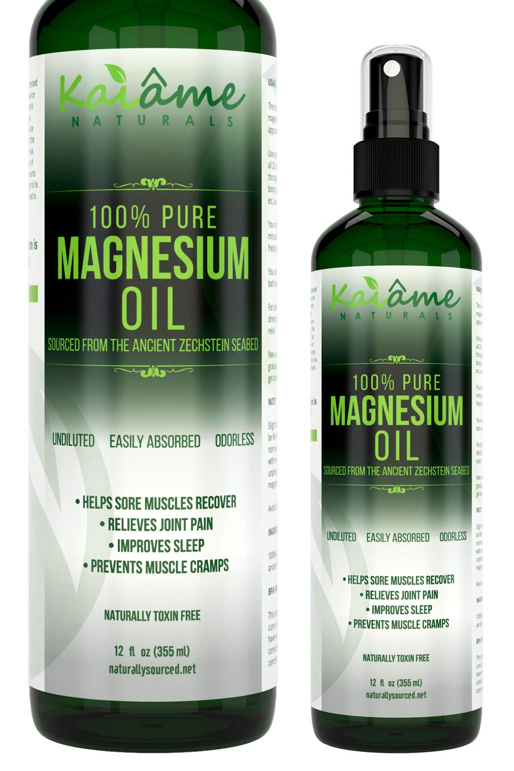 Kaiame Naturals Magnesium Oil Spray, Large 12 oz, Undiluted, Pure and Organic, Sourced from Ancient Zechstein Seabed Kaiame Naturals uk supplements