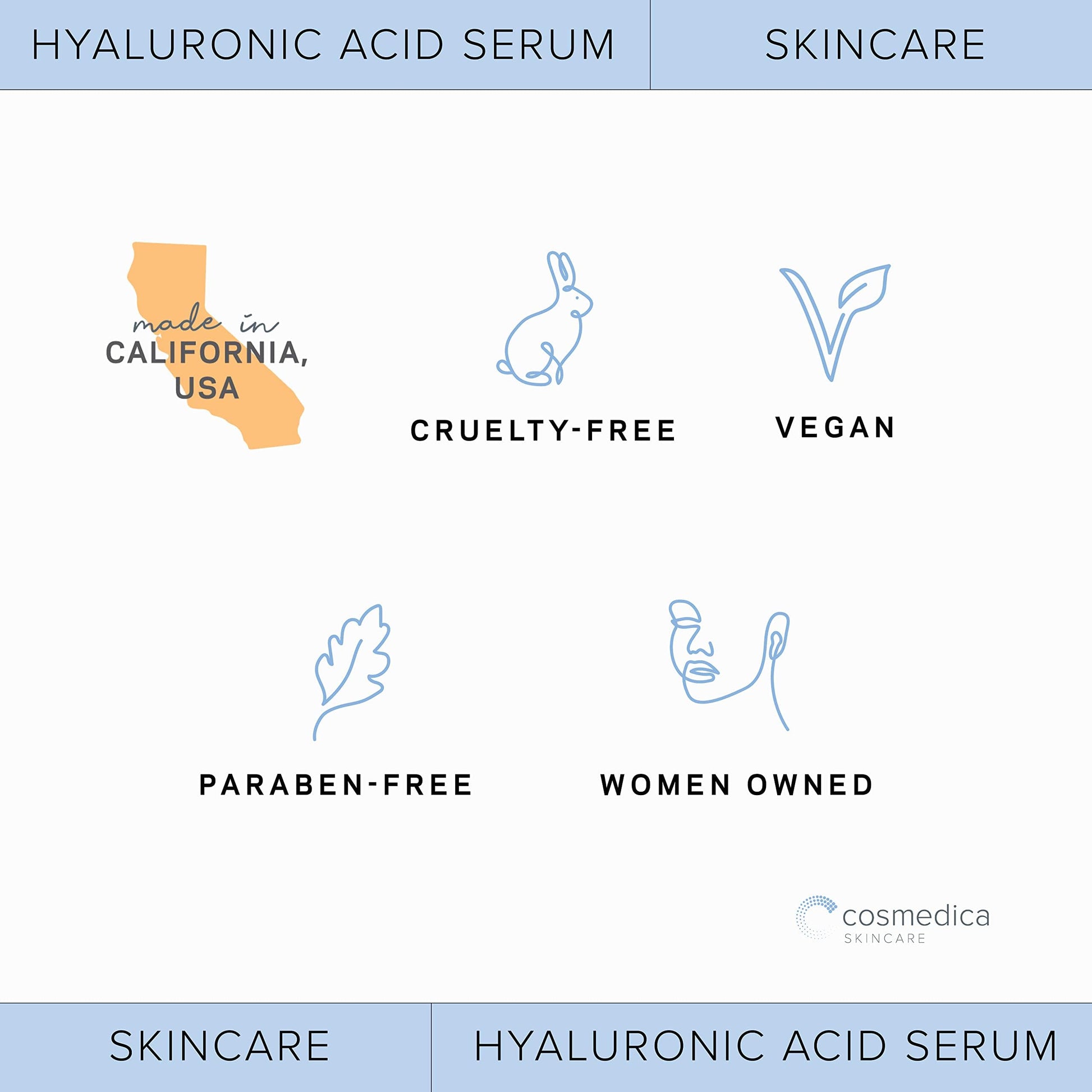 Hyaluronic Acid Serum for Skin 100% Pure Anti Aging Serum Intense Hydration Cosmedica Skincare uk supplements