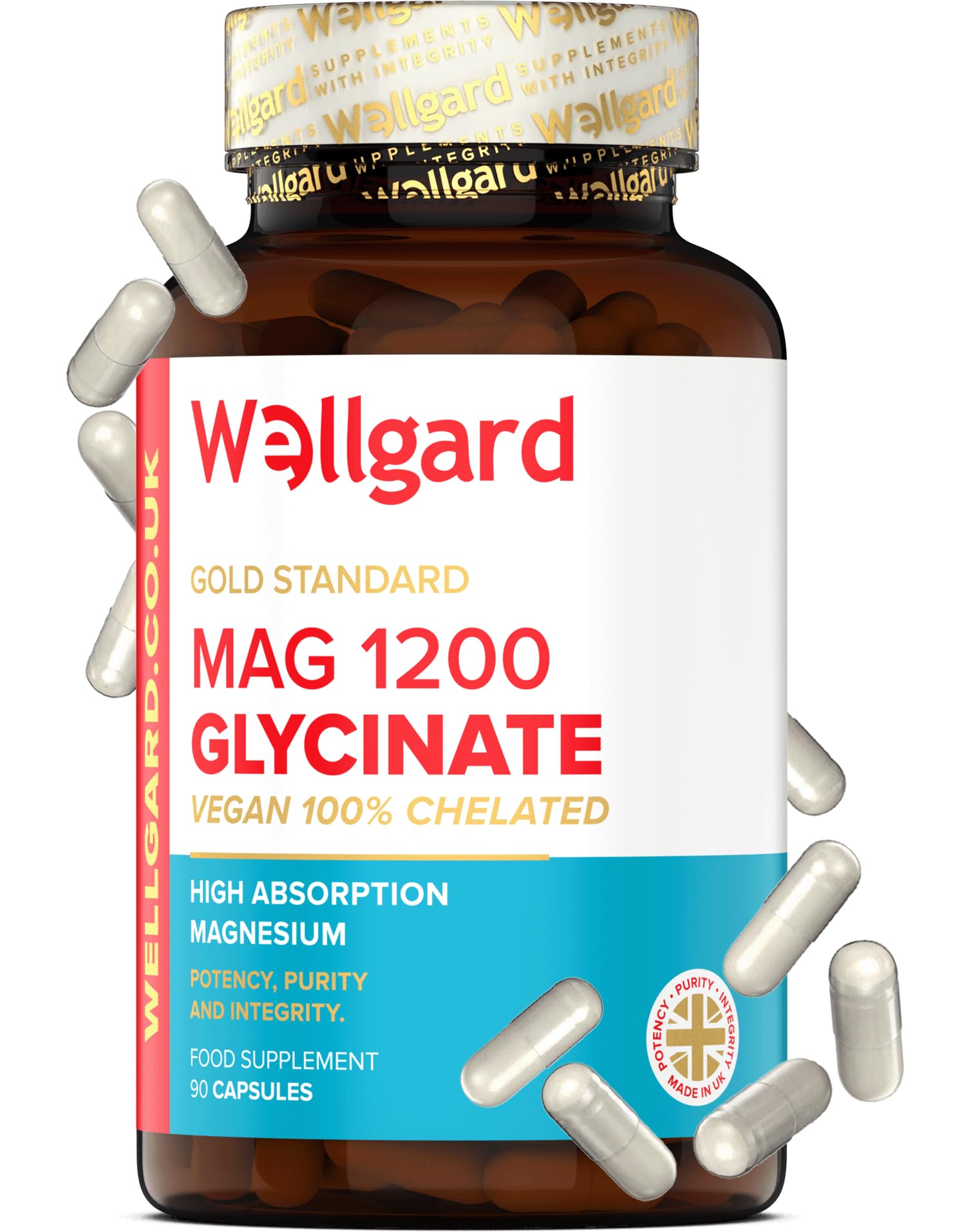 Wellgard Magnesium Glycinate, Mag 1200, High Strength Magnesium Bisglycinate Wellgard uk supplements