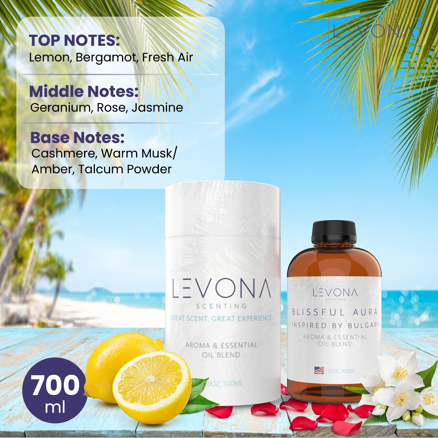 Levona Scent Essential Oils for Diffuser: Blissful Aura with Notes of Amber, Musk & Jasmine LEVONA SCENT uk supplements