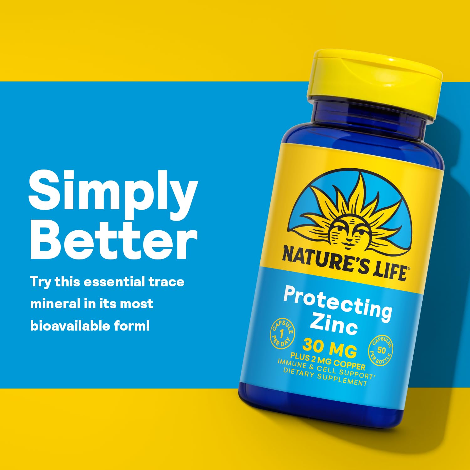 Nature's Life Zinc Picolinate 30mg Plus 2mg of Copper - Chelated Zinc Supplement for Immune, Cardiovascular, Skin, Cellular Function, and Muscle Support - 60-Day Guarantee - 50 Servings, 50 Capsules Nature's Life uk supplements
