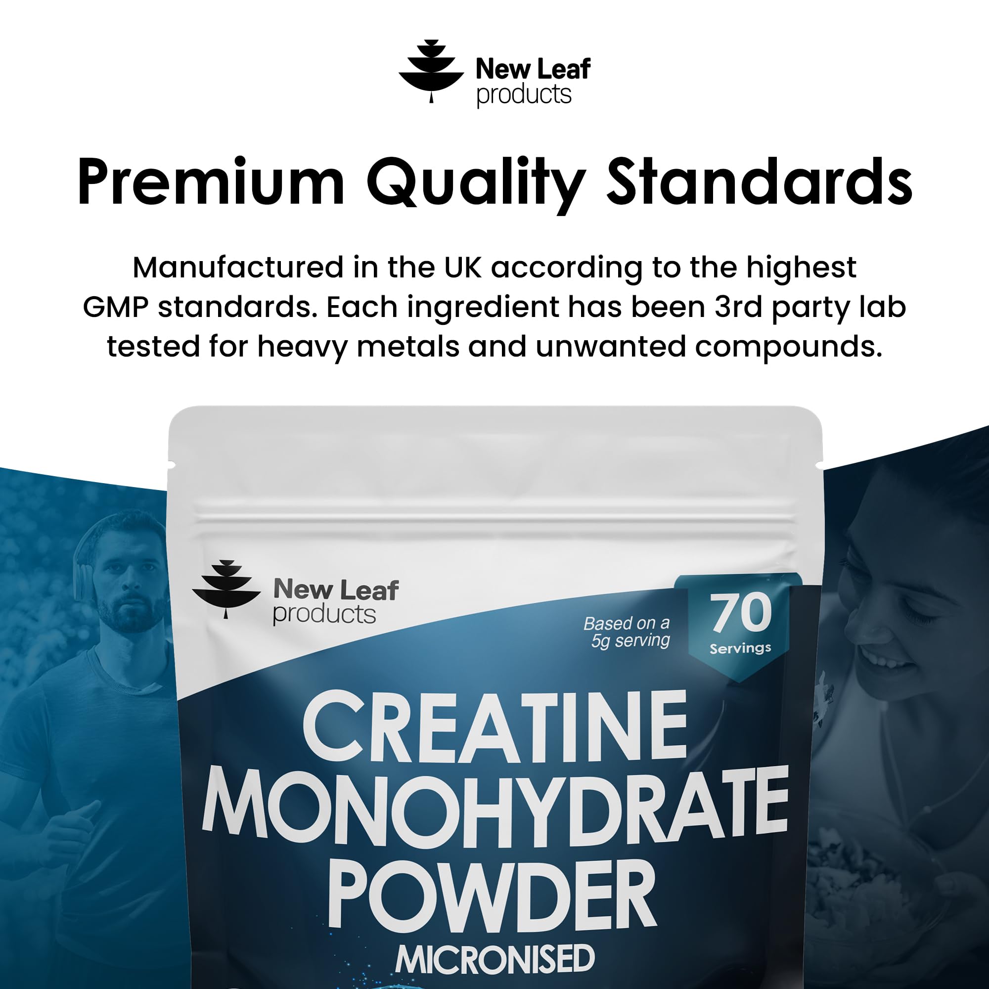 Creatine Monohydrate Powder 100% Pure Micronized Creatine - 350g Increased Absorption NEW LEAF PRODUCTS uk supplements