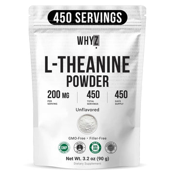 Pure L-Theanine Powder Unflavored Amino Acid Supplement Powder from Fine L-Theanine for Smooth Mixing Vegan Friendly Non-GMO No-Additives for Smoothies Drinks and Daily Nutrition Support, 3.2 oz (90g) WHYZ uk supplements