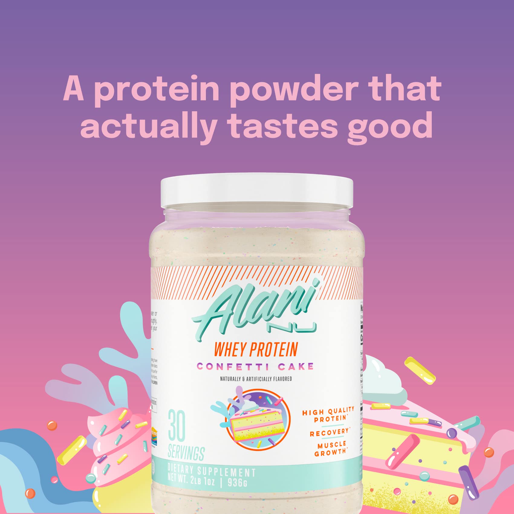 Alani Nu Whey Protein Powder Confetti Cake | 23g Protein with Low Sugar & Digestive Enzymes Alani Nu uk supplements