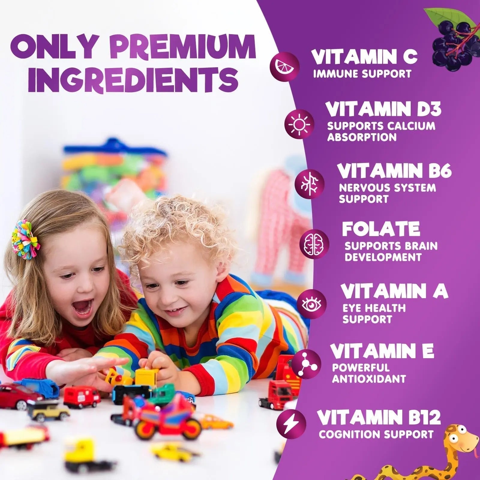 Multivitamin for Kids - Complete Daily Children's Multi Vitamin Gummies with Vitamin D, B Vitamins, Zinc & More - Energy, Memory Focus Nature's Nutrition uk supplements