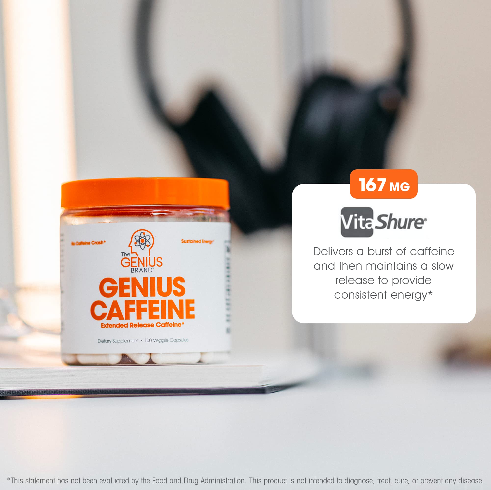 Genius Caffeine Pills 100mg, Extended-Release Microencapsulated Caffeine Pills The Genius Brand uk supplements