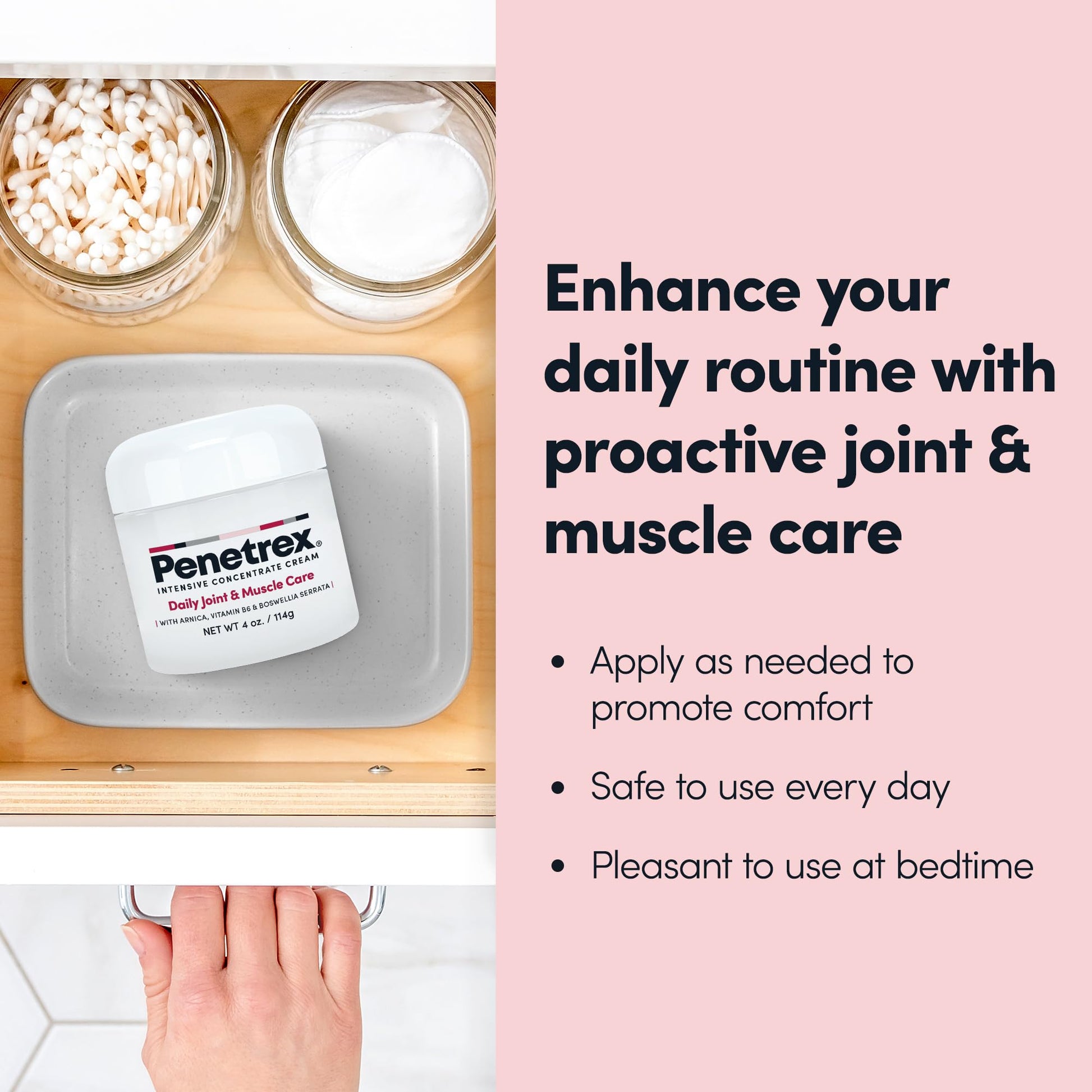Penetrex Joint & Muscle Therapy - Soothing Comfort for Back, Neck, Hands, Feet - Premium Whole Body Rub with Arnica, Vitamin B6 MSM & Boswellia - Non-Greasy 4oz Cream Penetrex uk supplements