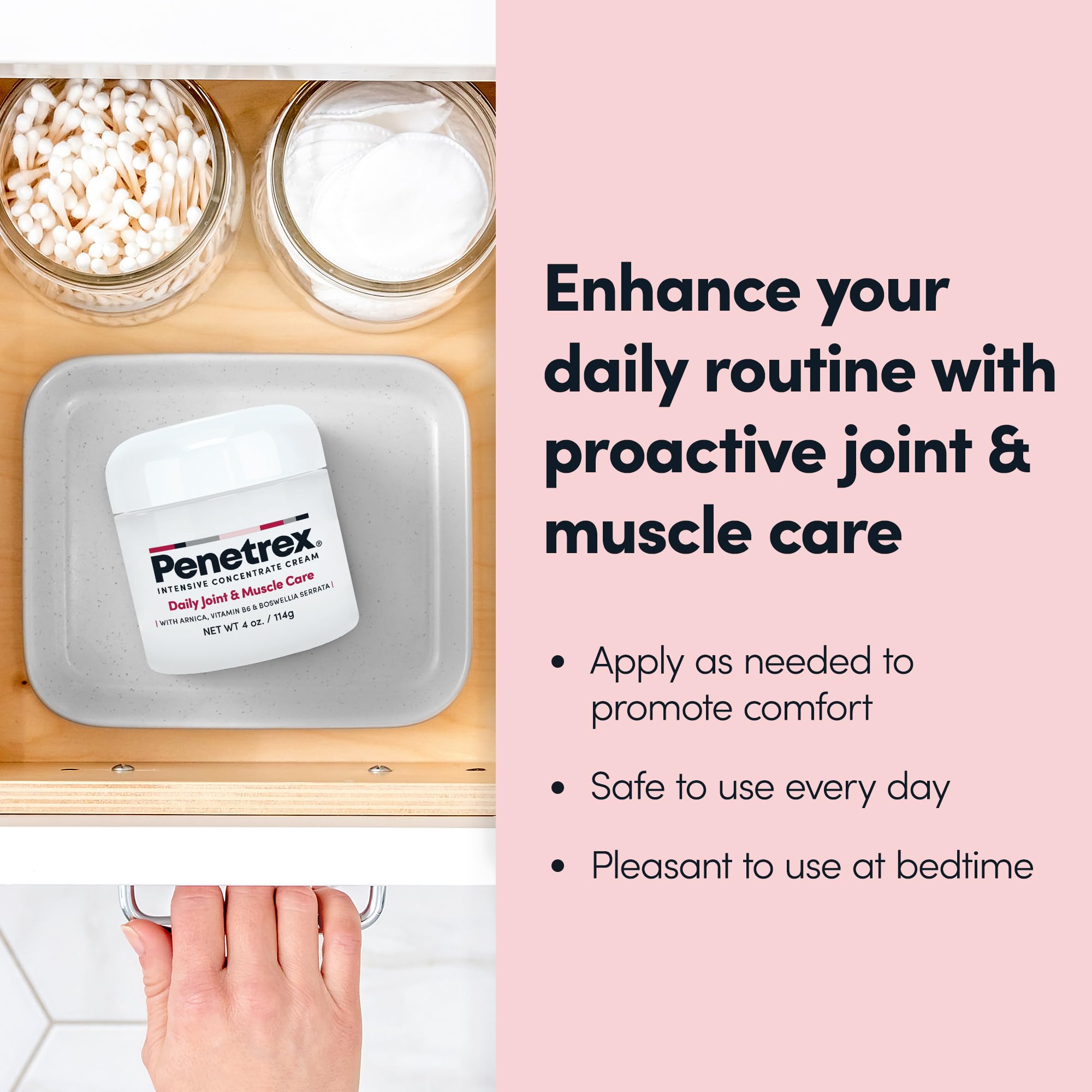 Penetrex Joint & Muscle Therapy - Soothing Comfort for Back, Neck, Hands, Feet - Premium Whole Body Rub with Arnica, Vitamin B6 MSM & Boswellia - Non-Greasy 4oz Cream Penetrex uk supplements