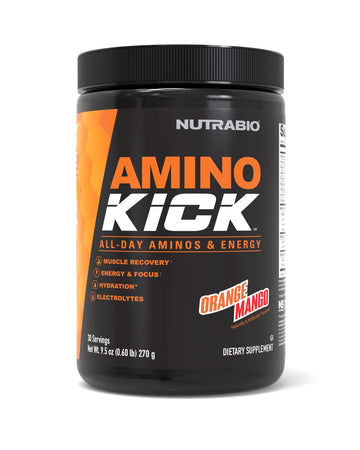 NutraBio Amino Kick - BCAA's, Electrolytes for Hydration, Natural Caffeine- 30 Servings NutraBio uk supplements