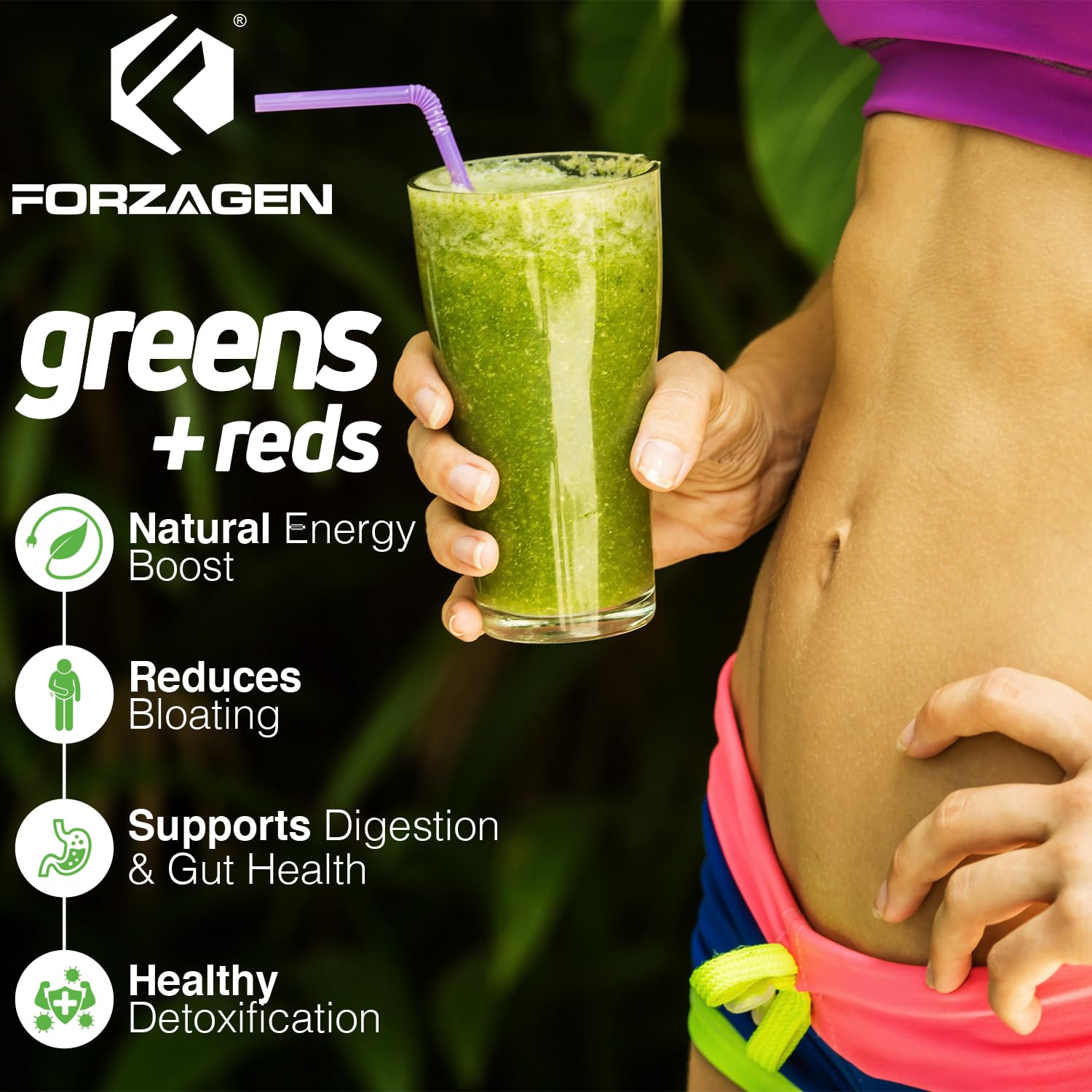 Forzagen Vegan Greens & Reds Superfood Powder - Organic Super Greens Powder | Premium Veggie Powder Supplement | 35 Servings Reds and Greens Superfood Powder Forzagen uk supplements