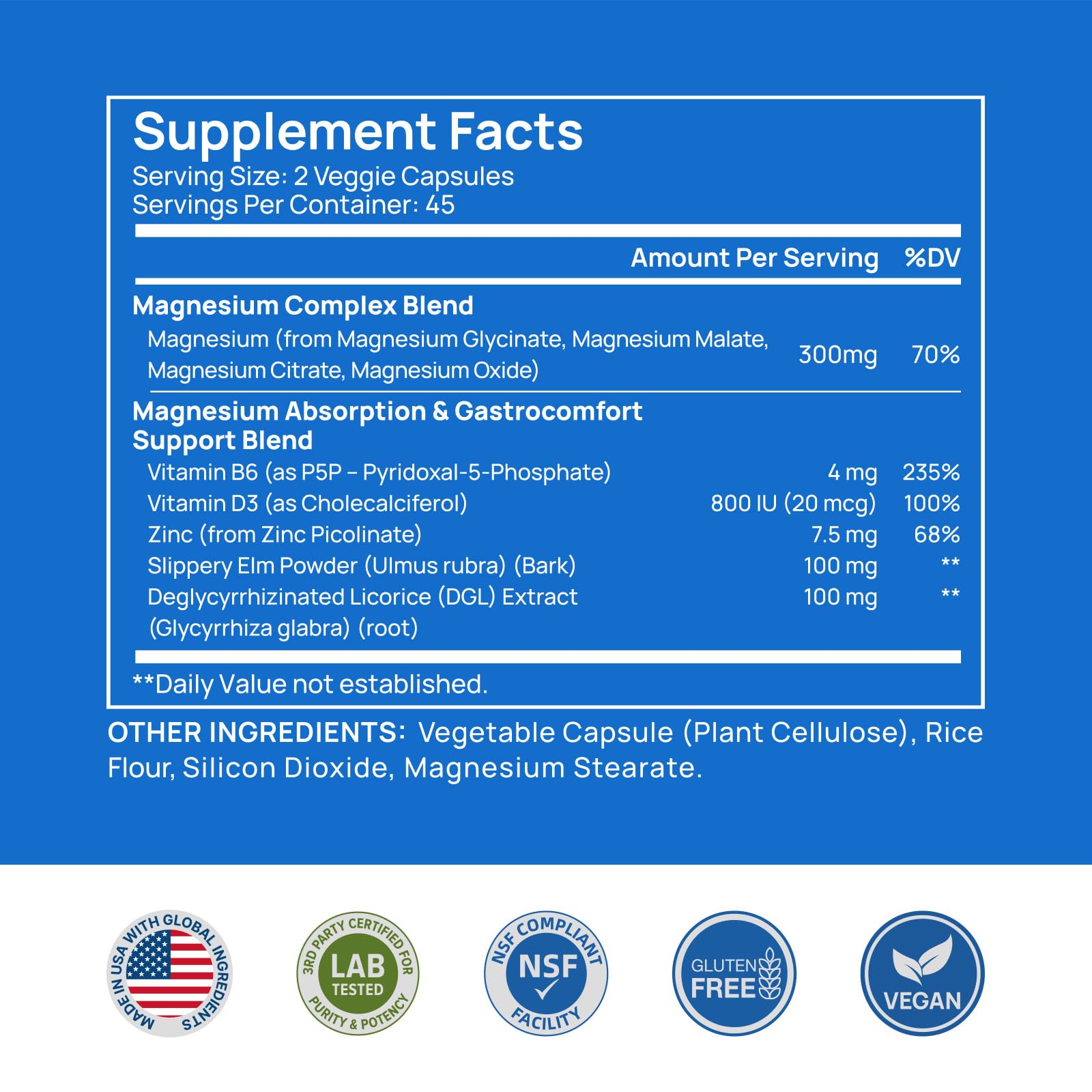 Selerb Magnesium Complex for Women and Men-Glycinate,Malate,Citrate,Oxide Supports Calm, Sleep, Muscle & Energy with D3, B6, Zinc, Slippery Elm & DGL Gentle on Stomach 90 Capsules Selerb uk supplements