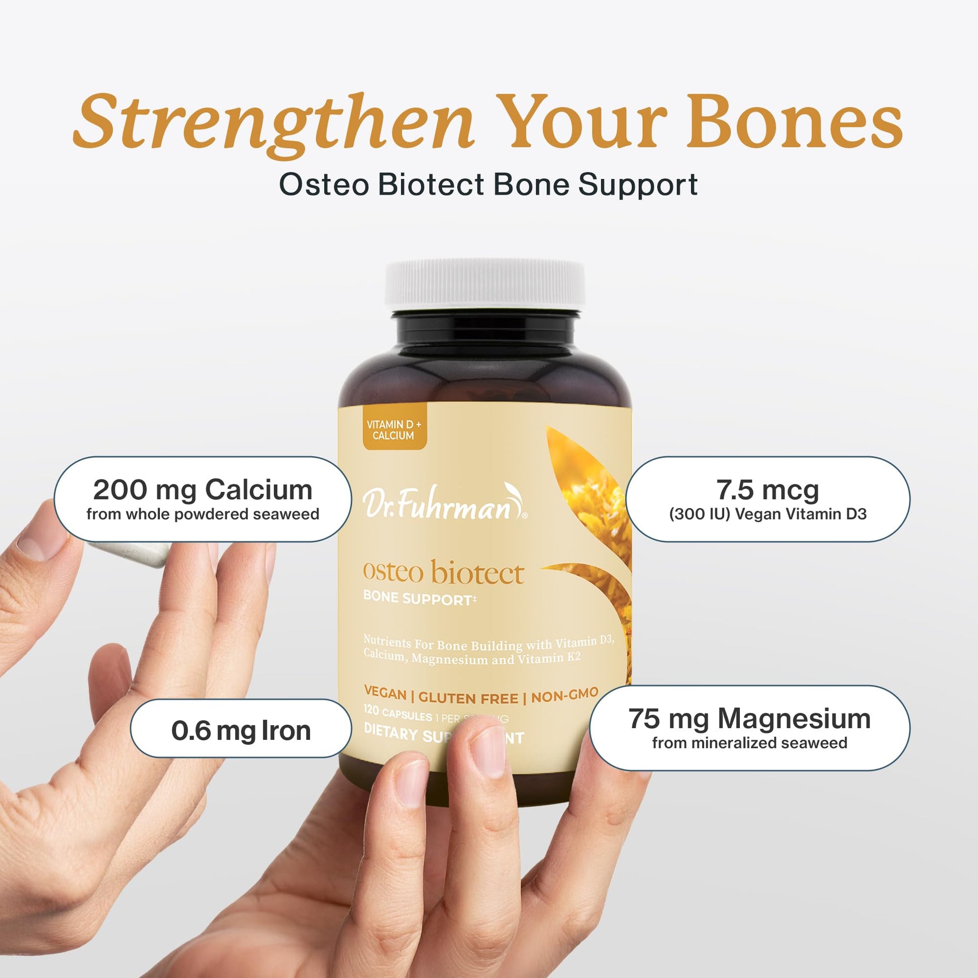 Dr. Fuhrman Osteo Bone Health Supplement | Wholefood Supplement for Women & Men | Vitamin for Bone Density | Organic Vitamin D3, Calcium, Magnesium & K2 | Natural Ingredients | 120 Caps Dr. Fuhrman uk supplements