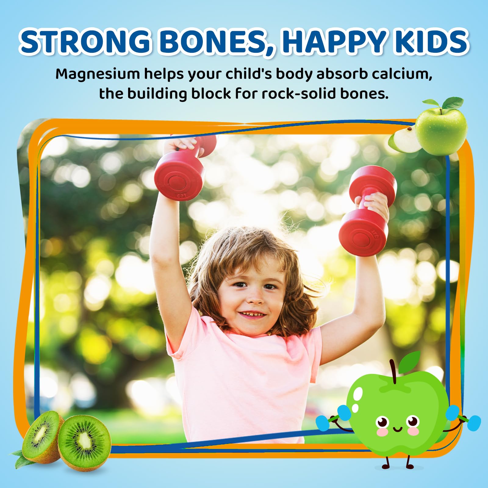 Center-Filled Magnesium Gummies for Kids 300MG - Magnesium Glycinate Gummies with L-theanine, Omega-3, Vitamin B6, D for Kids & Adults, Supplement for Sleep, Calm & Muscle Relaxation - Apple & Kiwi CNCHEF uk supplements