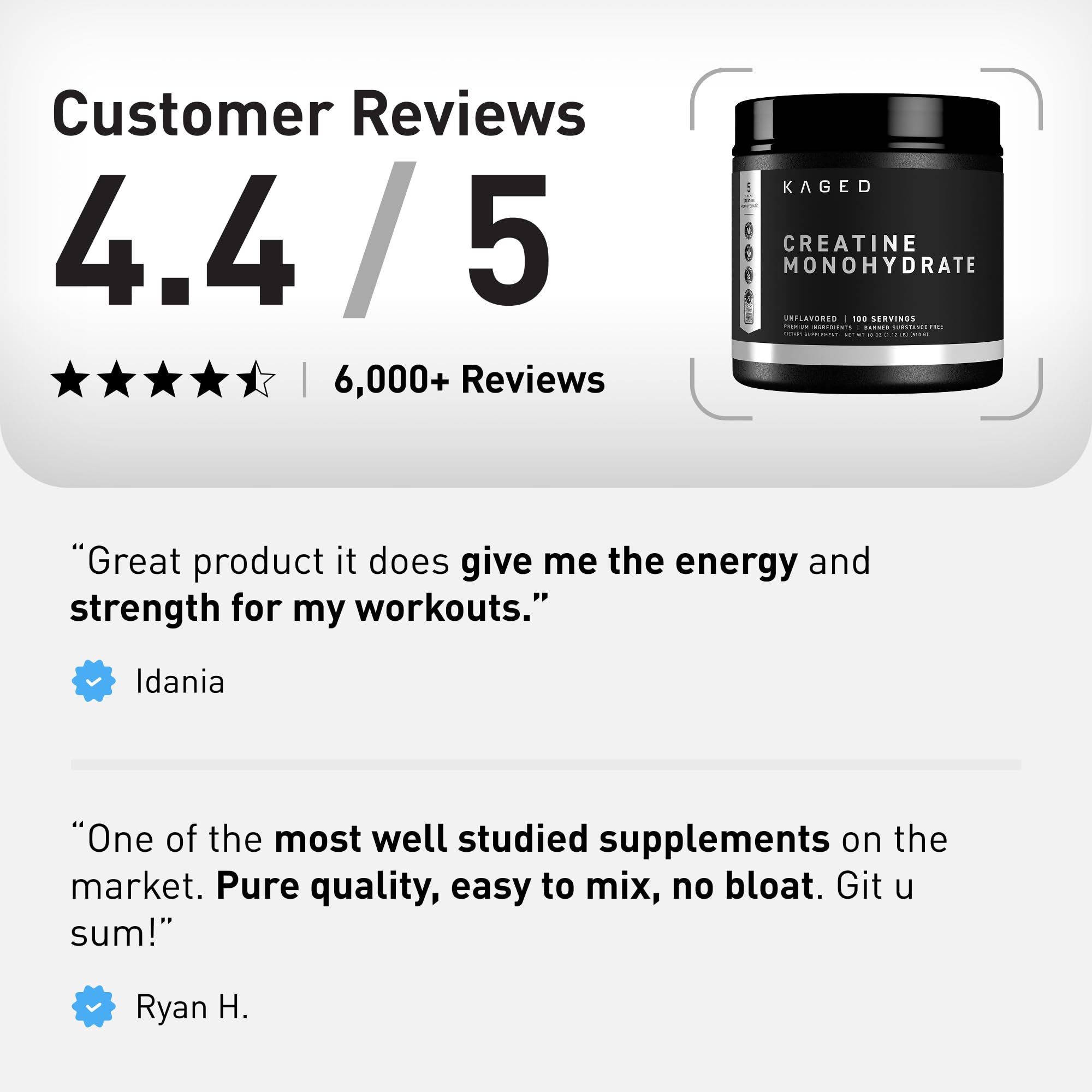 Kaged Creatine Monohydrate Micronized Powder | Unflavored | Muscle Building & Recovery | 5000 mg Per Serving | Vegan, Gluten Free, Easily Digestible Kaged uk supplements