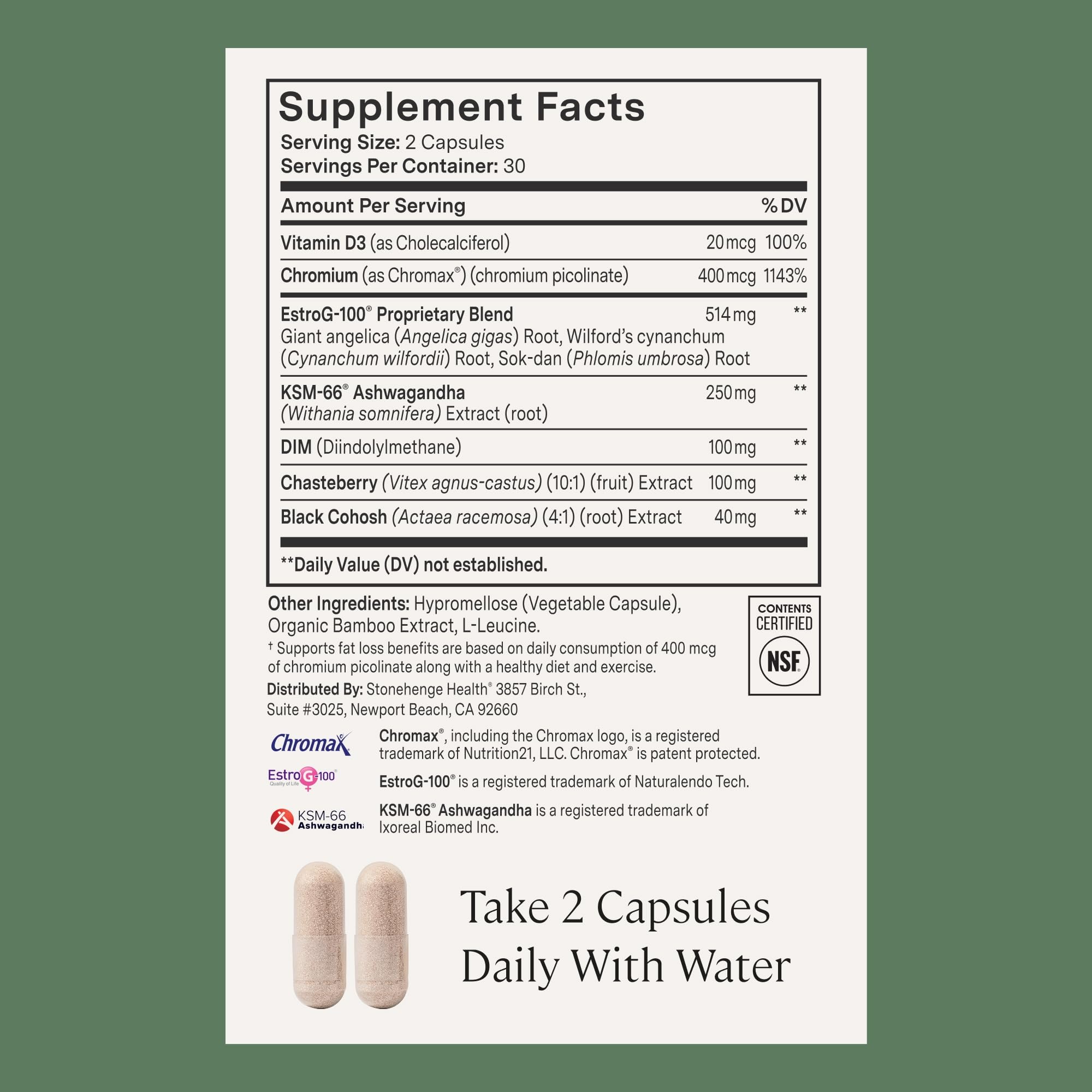 Stonehenge Health for Women Menopause Support for Peri + Menopause + Post - Mood, Energy, Stress, Hot Flashes, Night Sweats, Sleep & Cortisol, Chromax Chromium, Vitamin D3, KSM-66 Ashwagandha Extract Stonehenge Health uk supplements