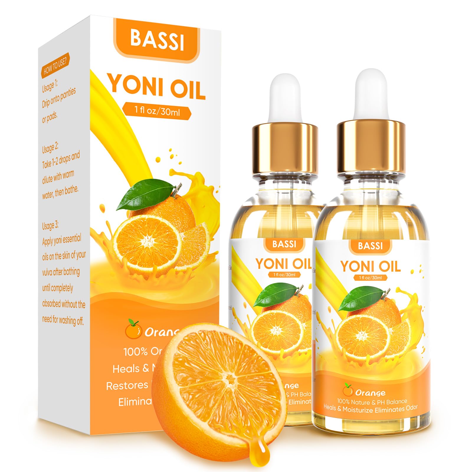 BASSI 2PCS Yoni Oil Organic Feminine Oil Vaginal Moisturizer - Ph Balance for Women - Feminine Deodorant BASSI uk supplements