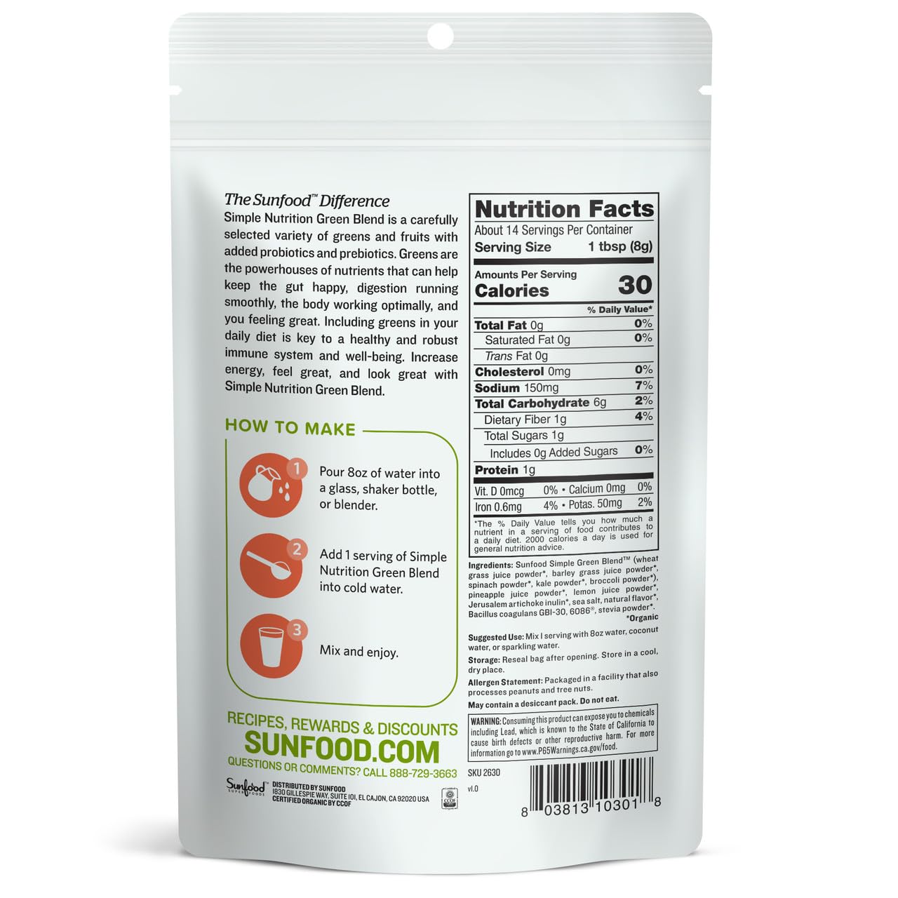 Sunfood Simple Nutrition, Green Blend, Organic New 4 oz Sunfood Superfoods uk supplements
