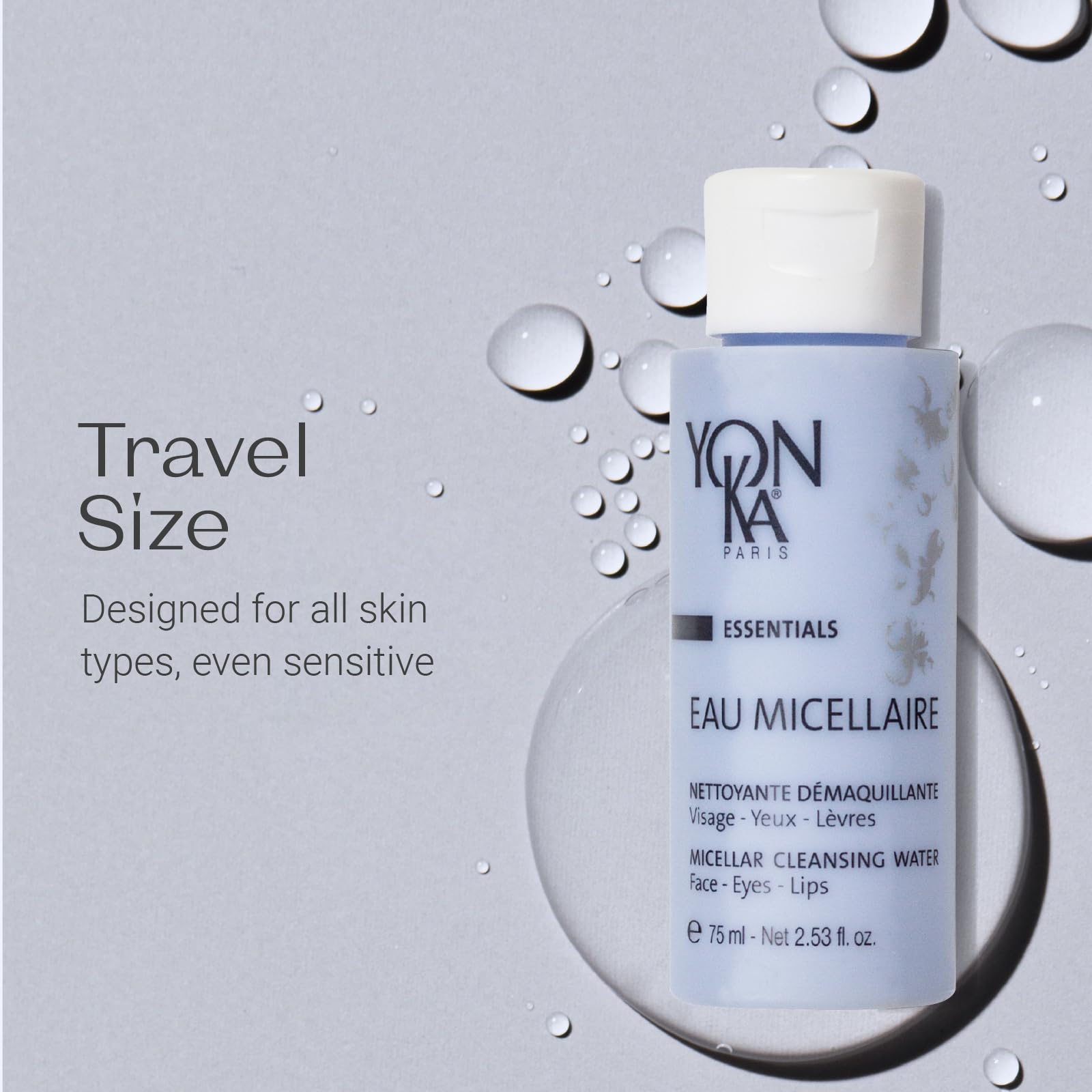 Yonka Eau Micellaire Travel Size | Micellar Water and Cleansing Makeup Remover | Gentle Face Wash with Rose and Chamomile to Remove Impurities and Hydrate | Paraben-Free | 2.53 fl oz Yonka uk supplements