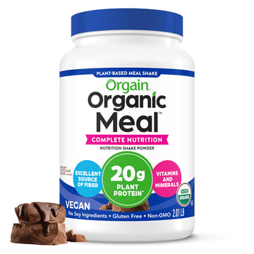 Orgain Organic Vegan Meal Replacement Protein Powder, Creamy Chocolate Fudge - 20g Plant Based Protein, Gluten Free, Dairy Free, Lactose Free, Soy Free, No Sugar Added, Orgain uk supplements