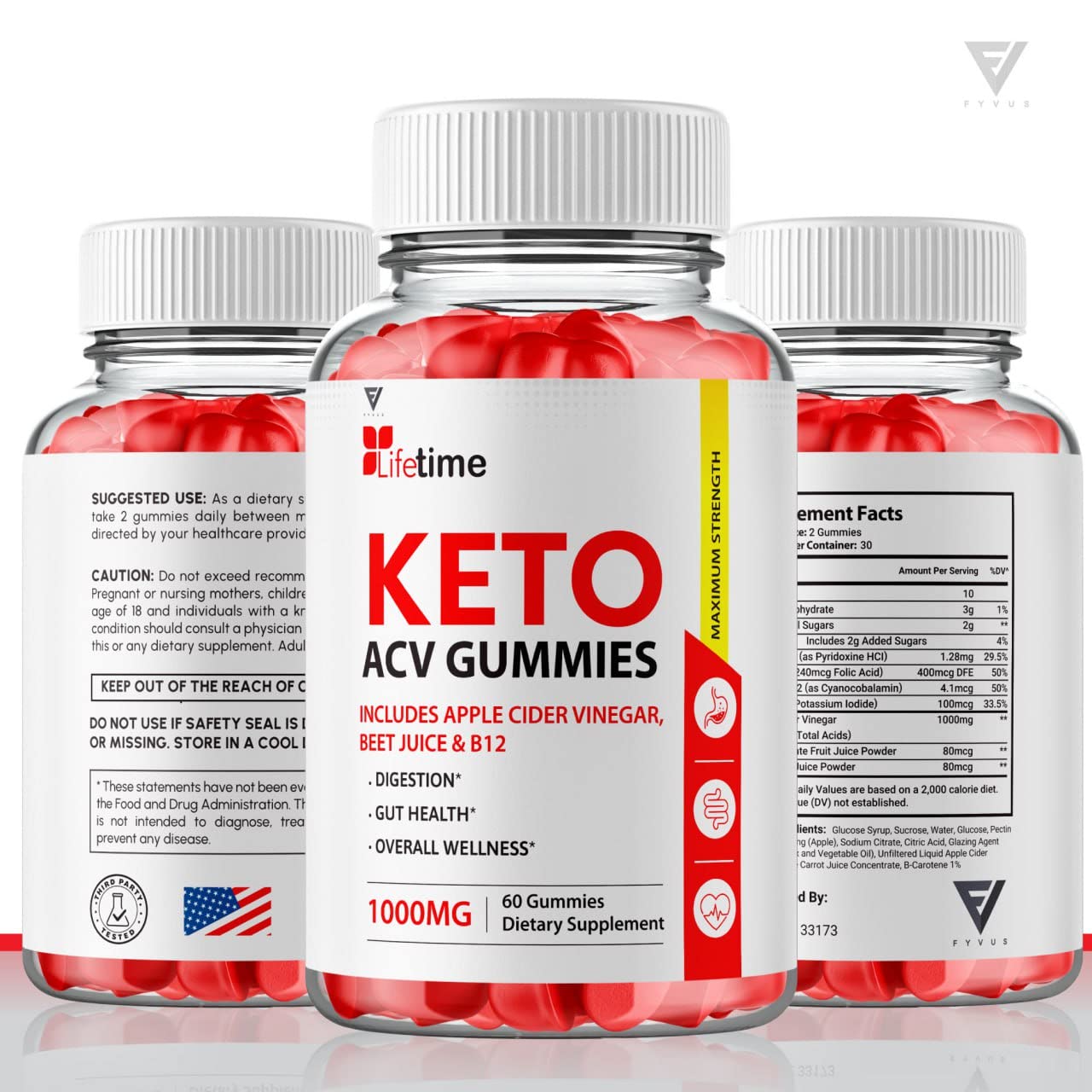 (3 Pack) Lifetime Keto Plus ACV Gummies Advanced Weight Loss AVC, Life Time Keto ACV Fyvus uk supplements